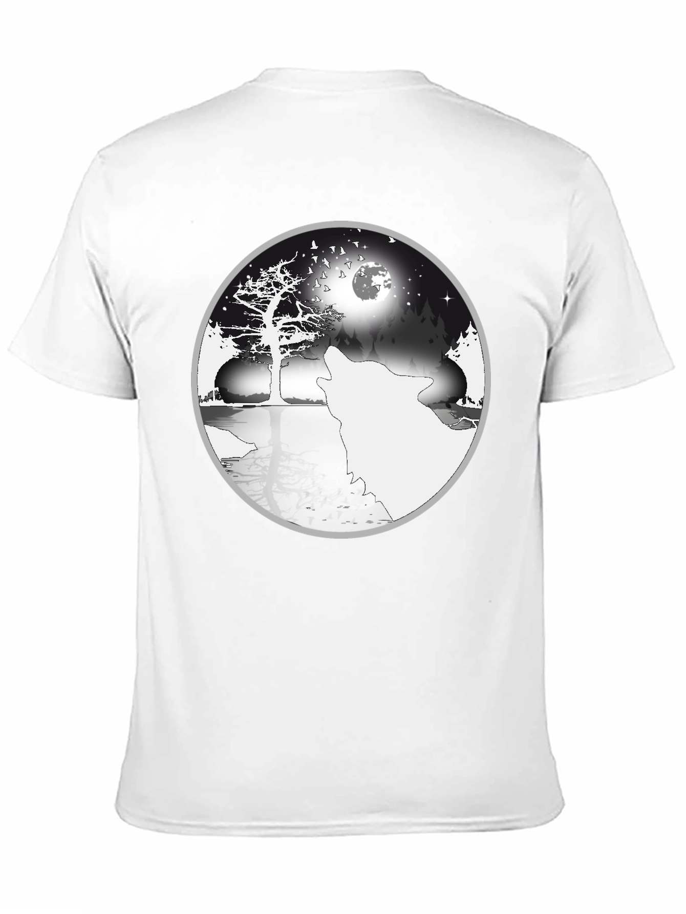 Wolf & Moon Yin Yang Graphic Tee - Black