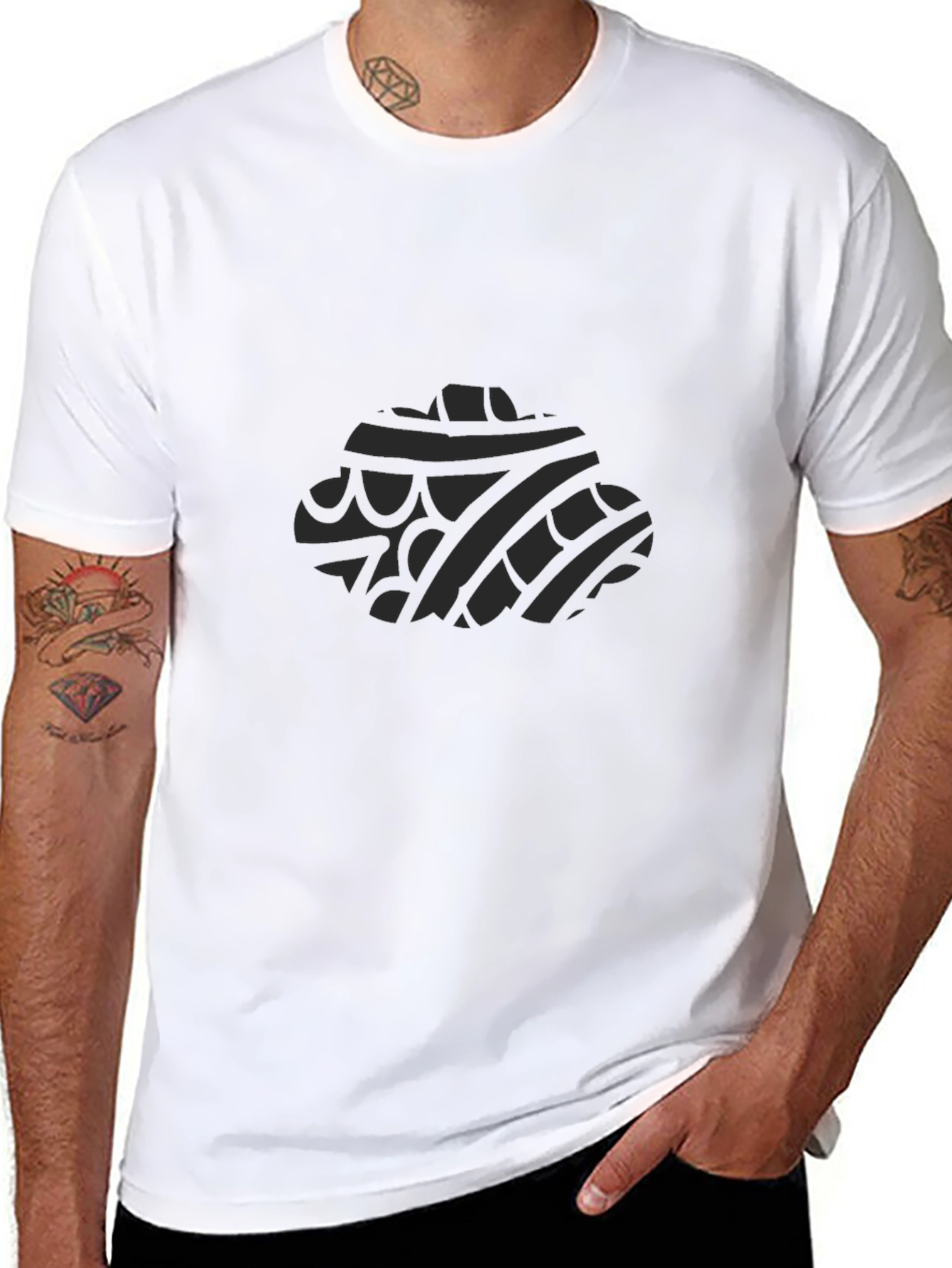 Mens Black T-Shirt with Tribal Design