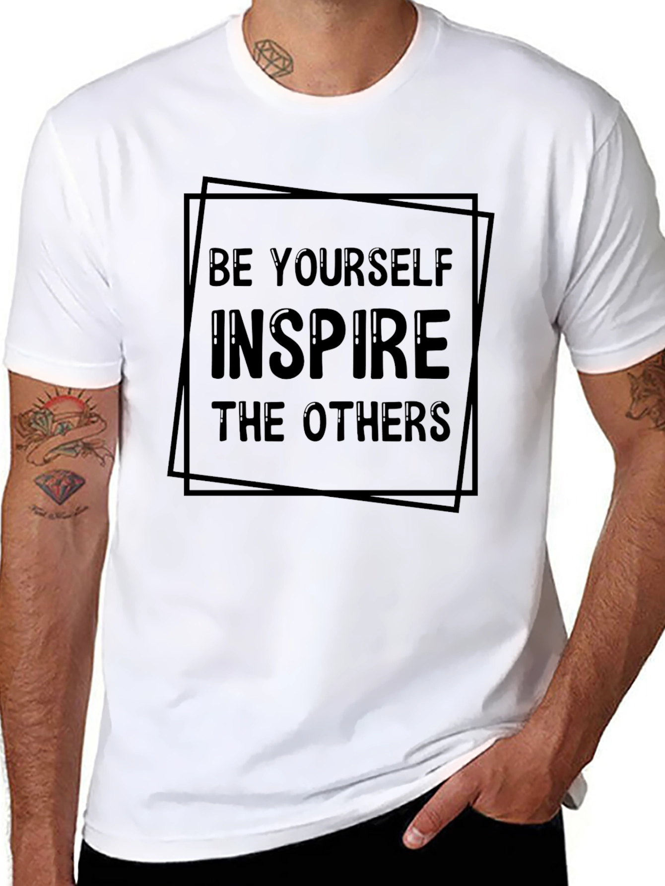 Inspire Black T-Shirt: Be Yourself Graphic Tee