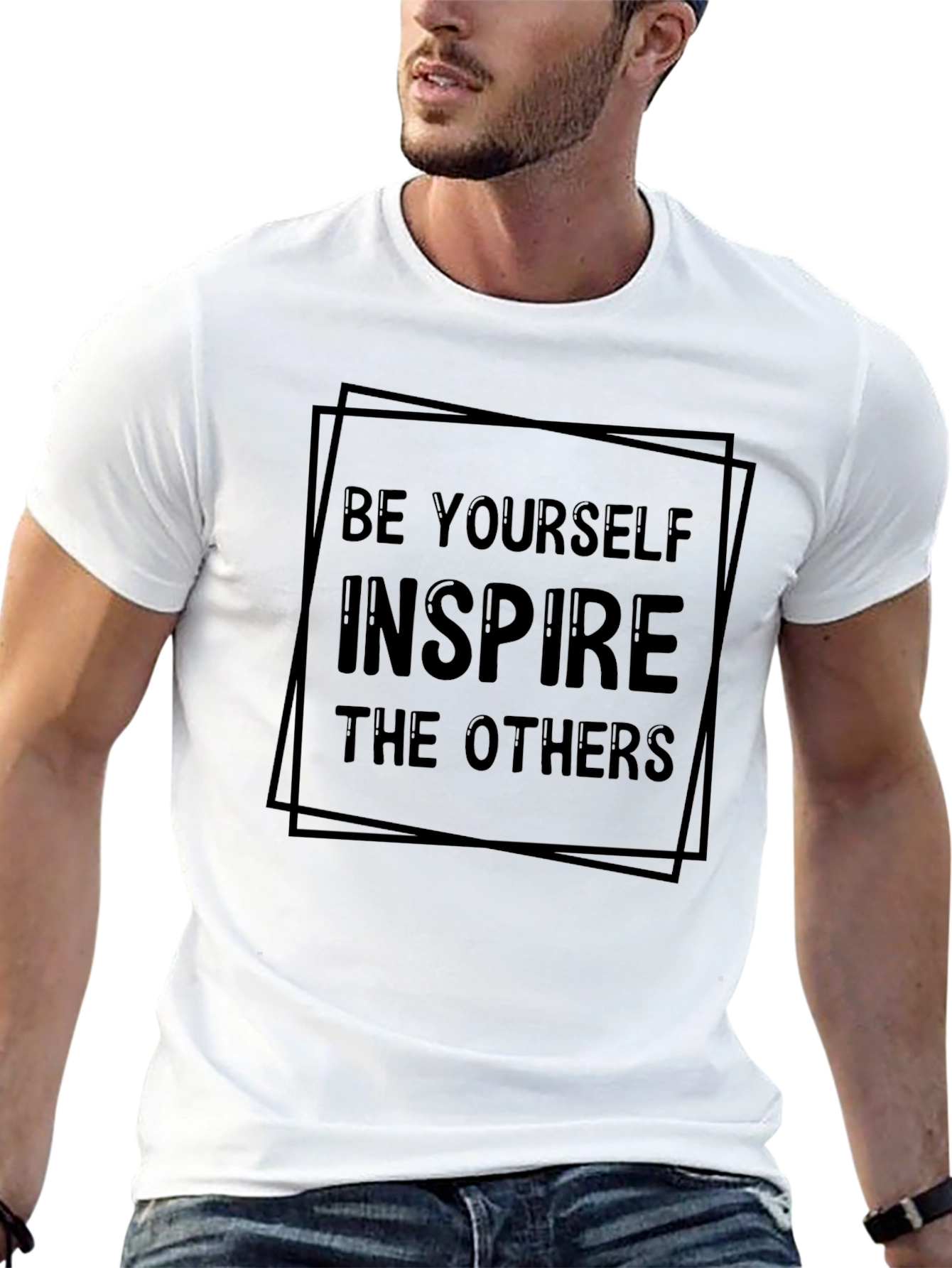 Inspire Black T-Shirt: Be Yourself Graphic Tee