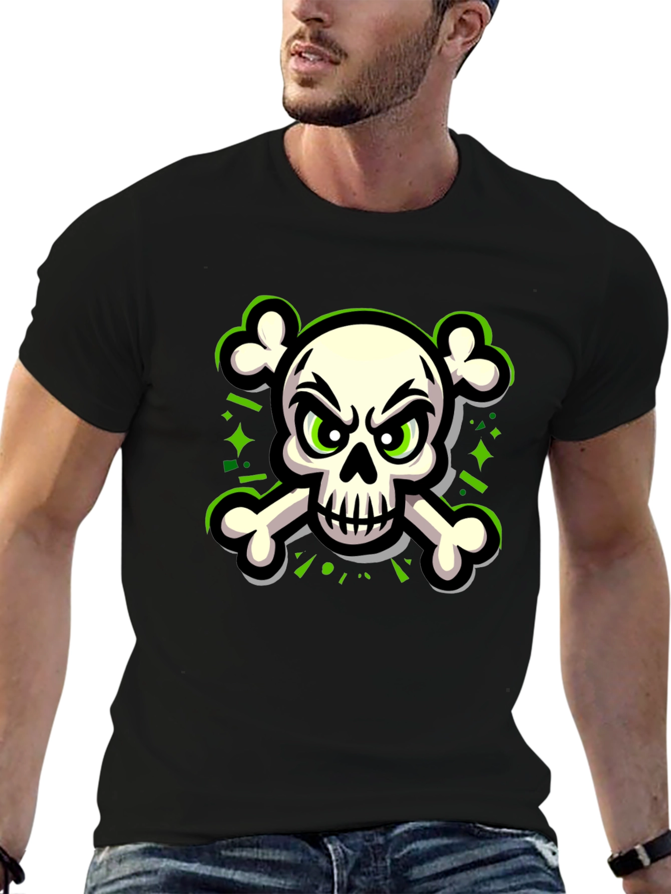 Skull & Crossbones Graphic Tee - Black
