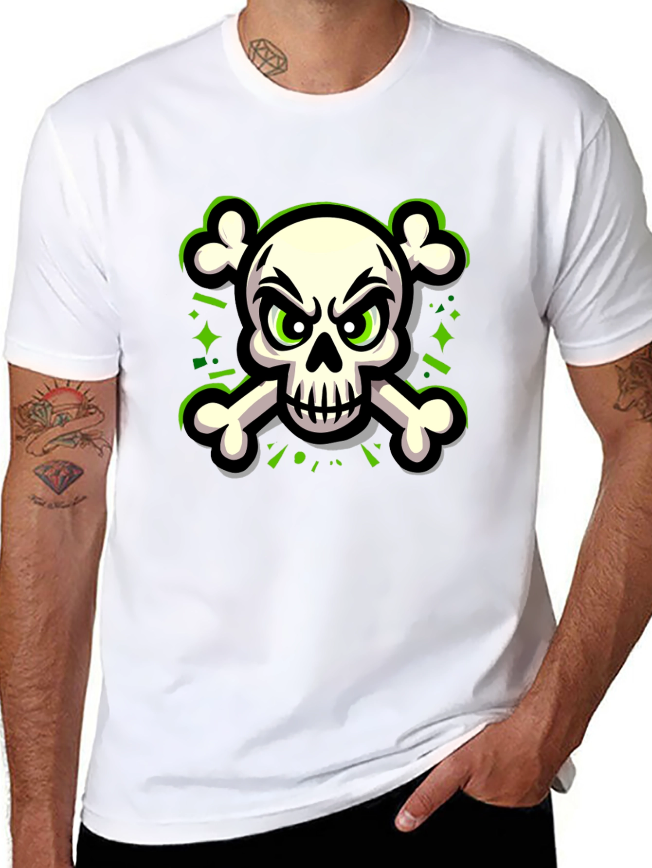 Skull & Crossbones Graphic Tee - Black