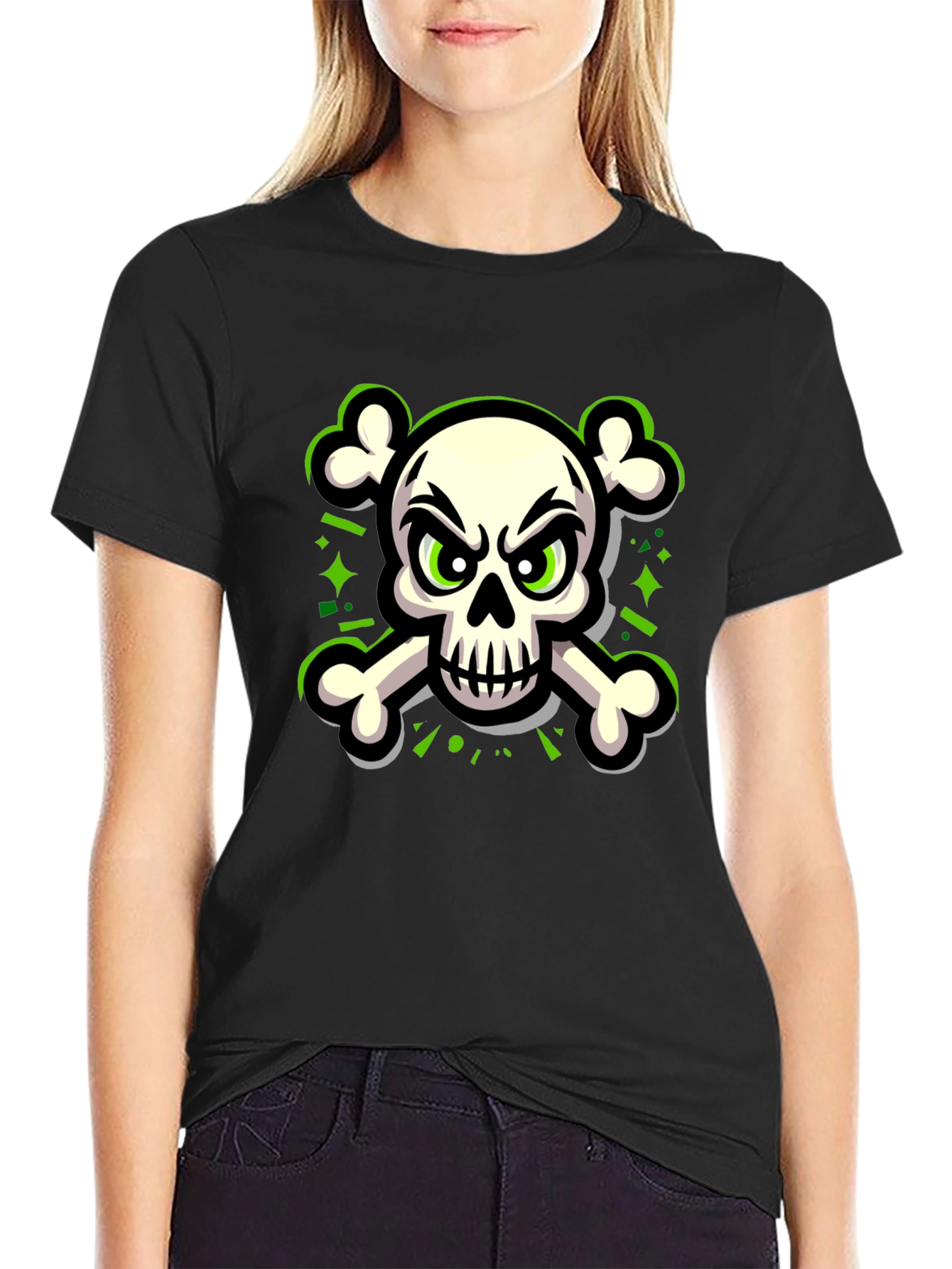 Skull & Crossbones Graphic Tee - Black