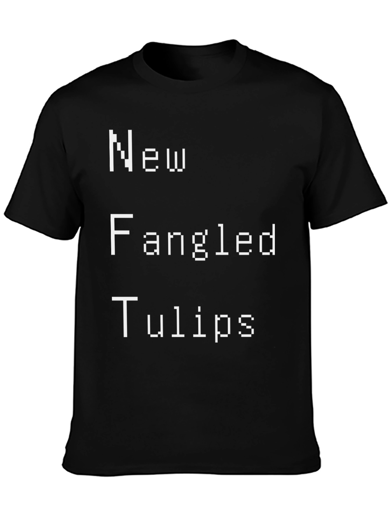 New Fangled Tulips Graphic Tee - Black Cotton T-Shirt