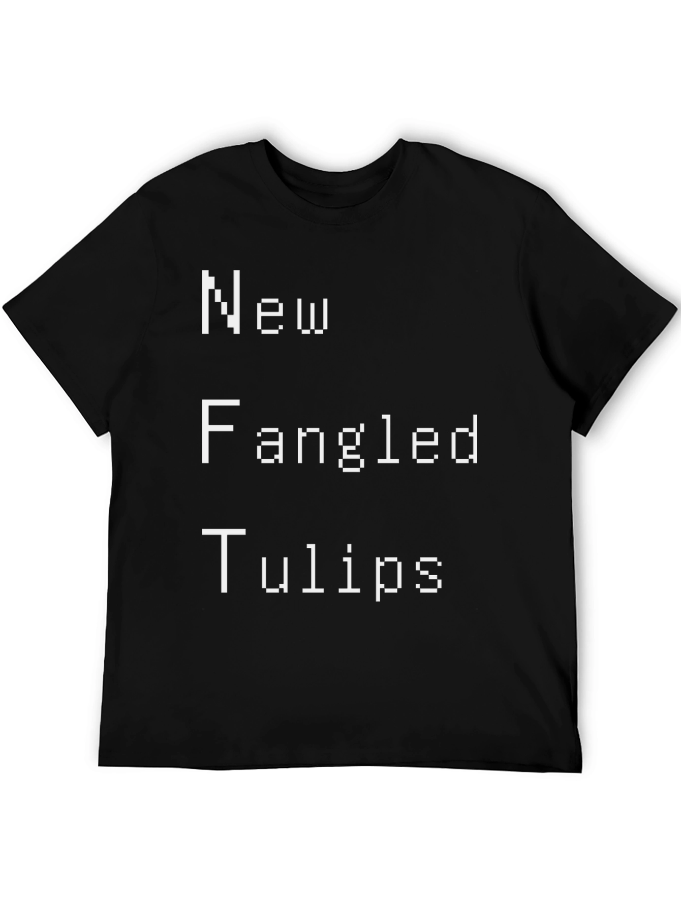 New Fangled Tulips Graphic Tee - Black Cotton T-Shirt