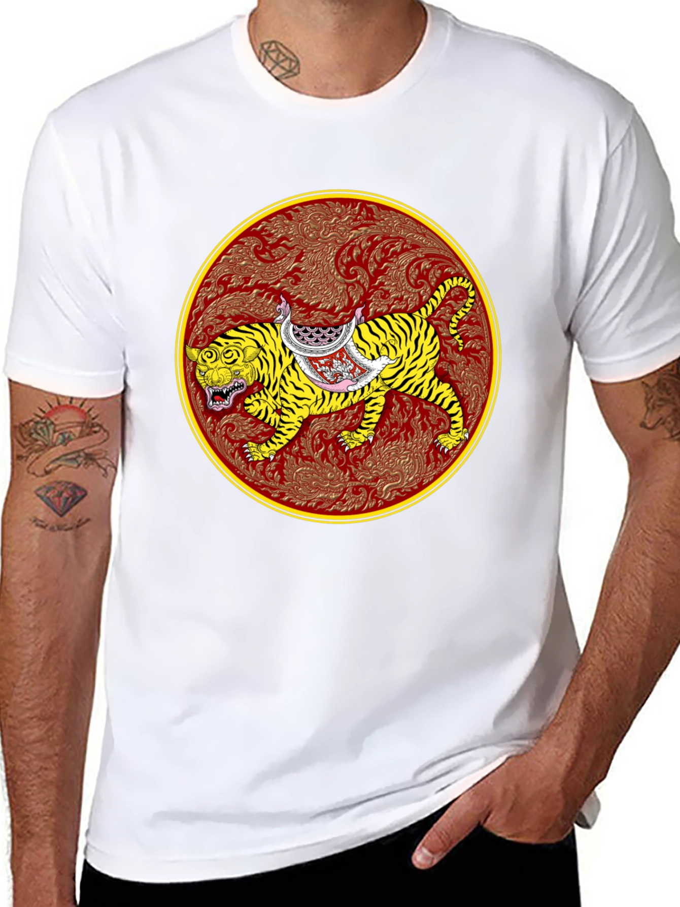 Tiger Art Graphic Tee - Unisex Black T-Shirt