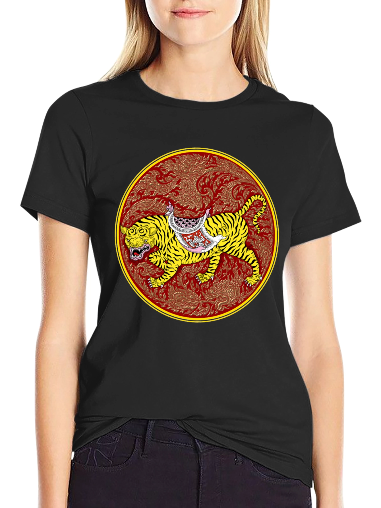 Tiger Art Graphic Tee - Unisex Black T-Shirt