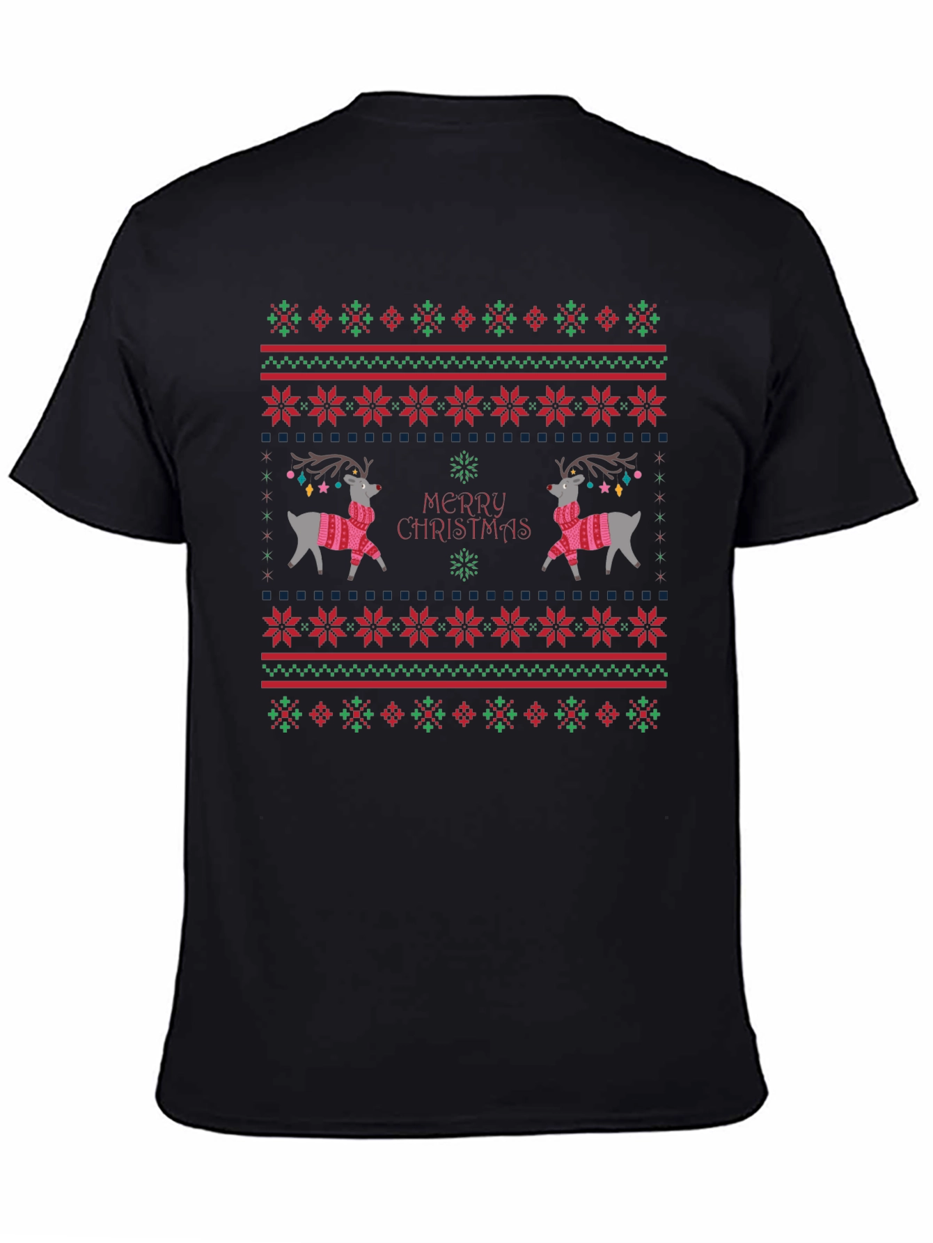 Festive Reindeer Christmas T-Shirt - Holiday Sweater Design