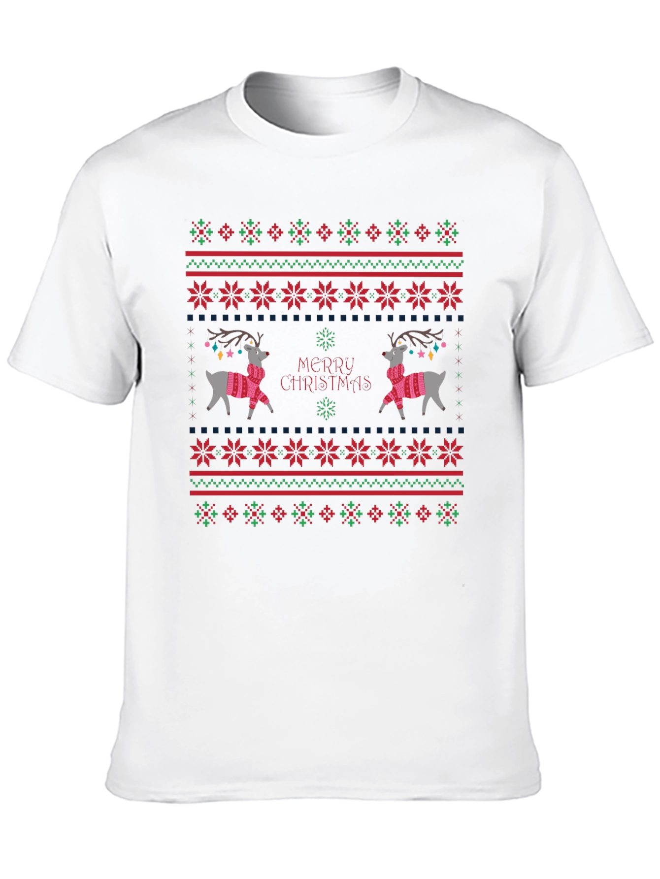 Festive Reindeer Christmas T-Shirt - Holiday Sweater Design