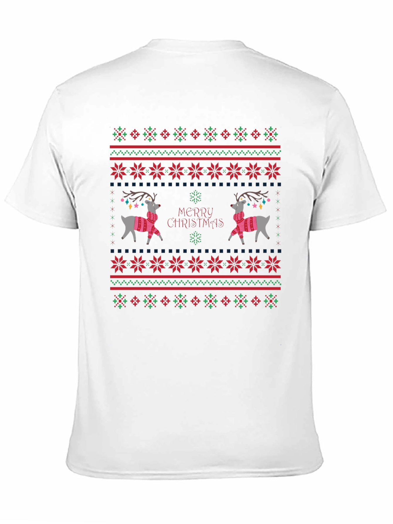 Festive Reindeer Christmas T-Shirt - Holiday Sweater Design