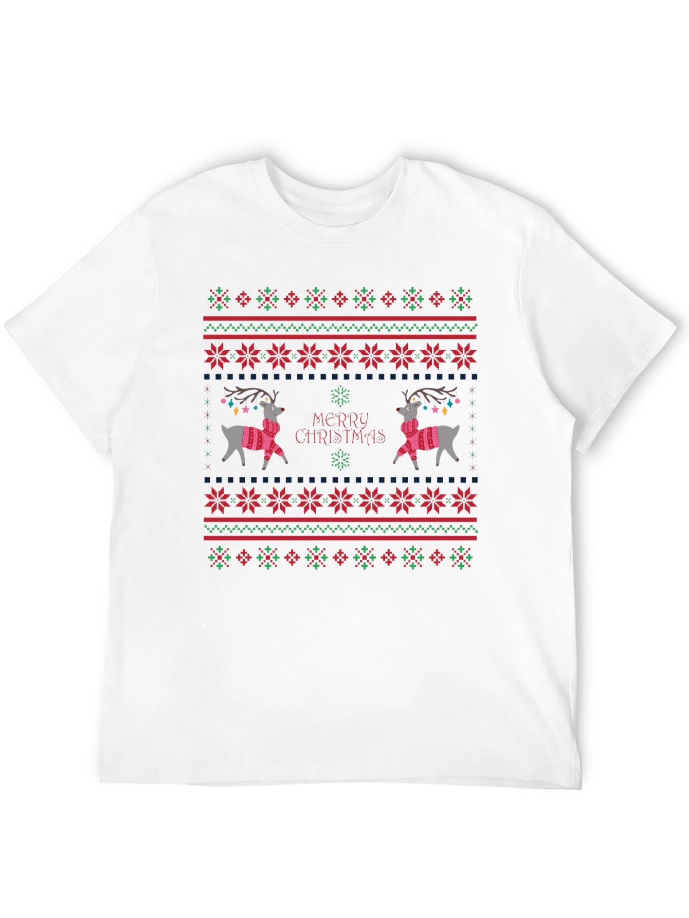 Festive Reindeer Christmas T-Shirt - Holiday Sweater Design