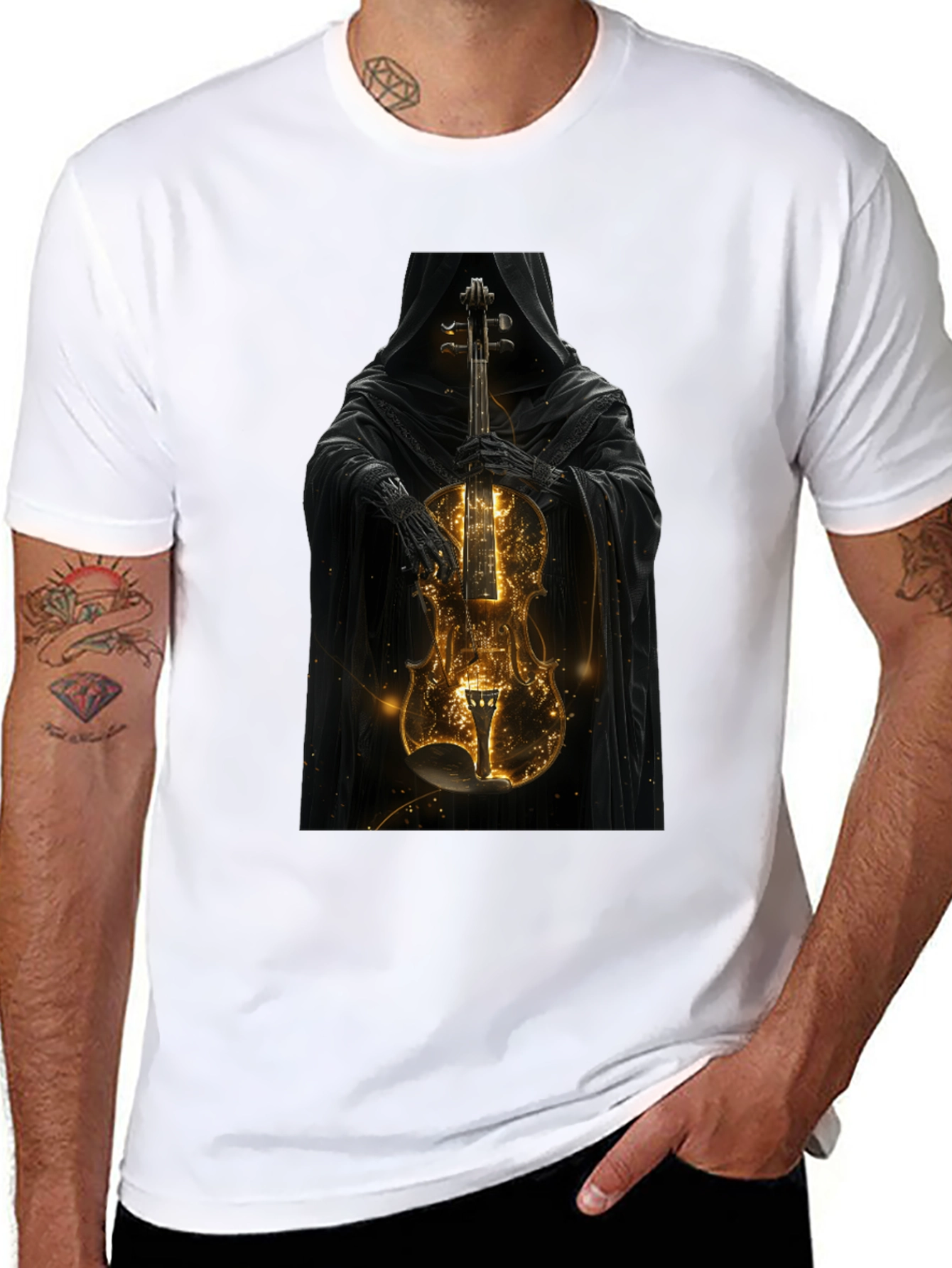 Grim Reaper Violin T-Shirt - Dark Musical Style
