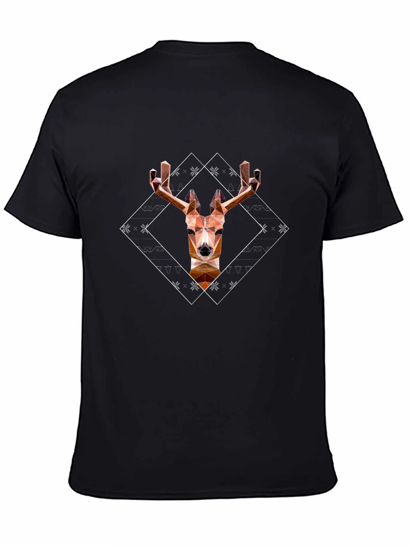 Geometric Deer Graphic Tee - Stylish Black T-Shirt