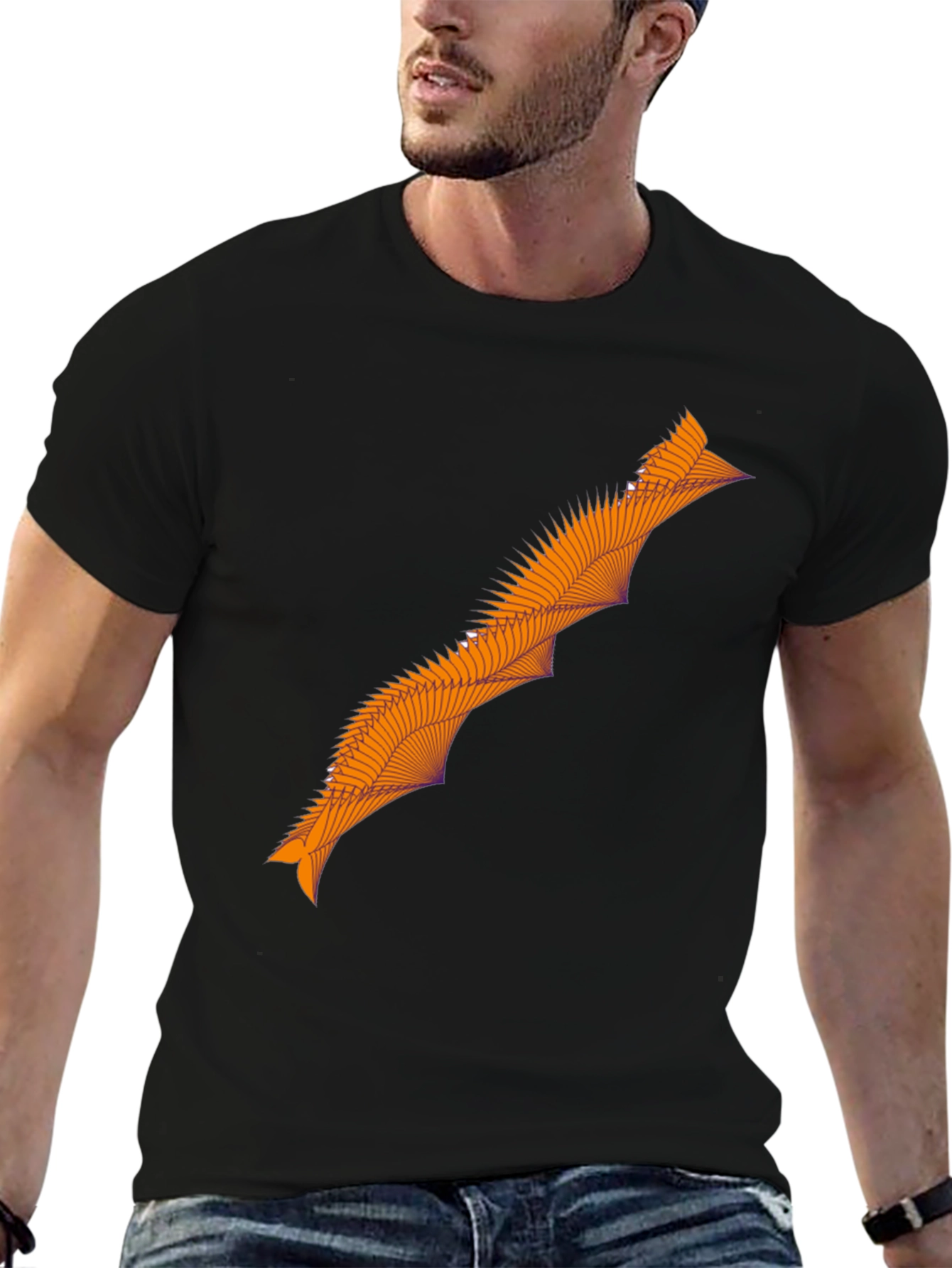 Abstract Geometric Graphic Tee - Stylish Black T-Shirt