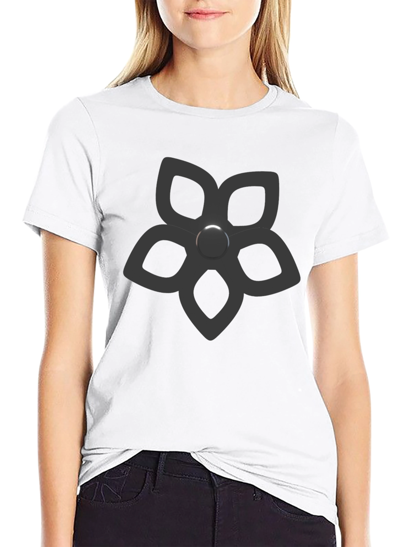 Mens Black Graphic Tee - Flower Power