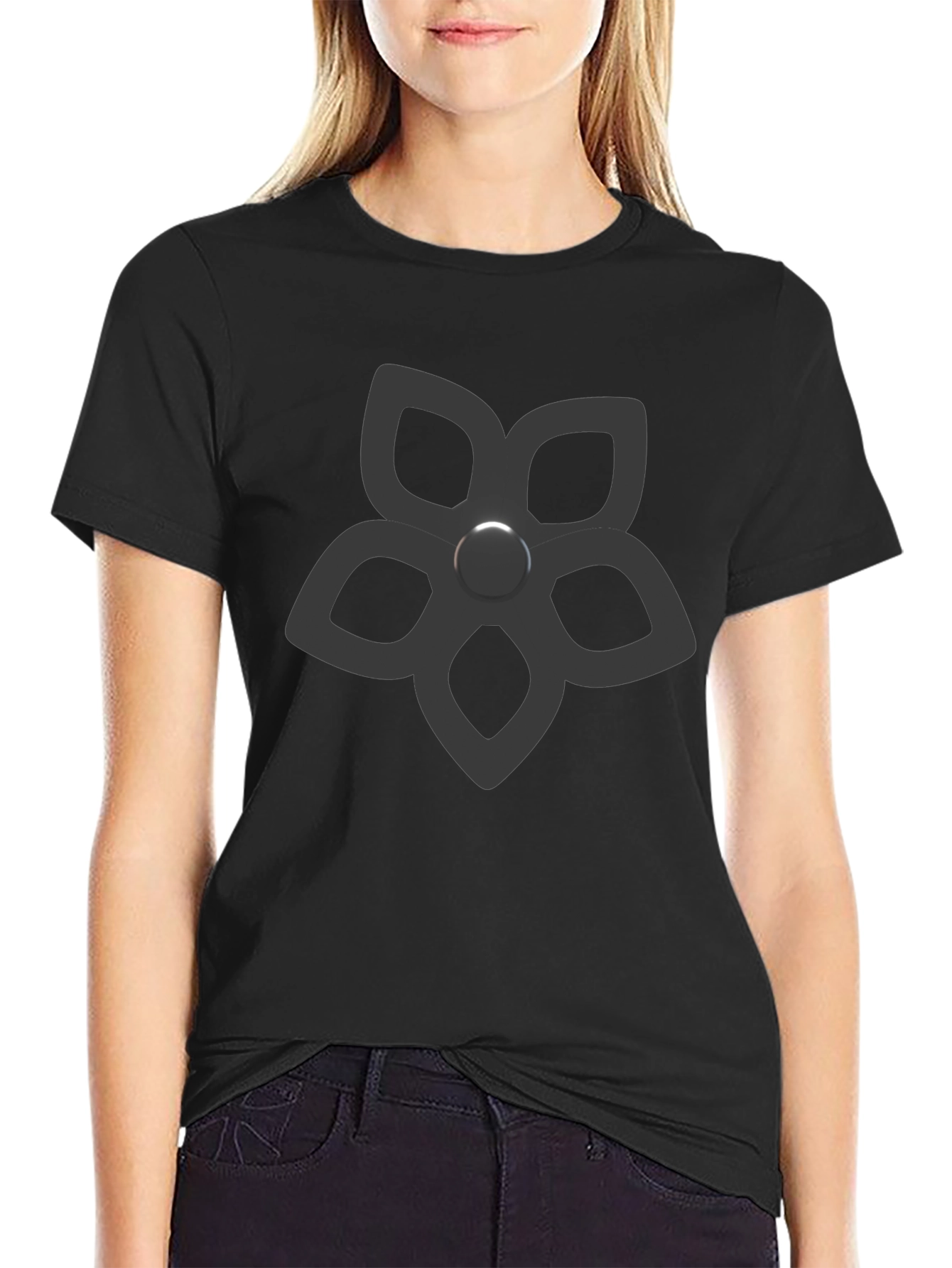 Mens Black Graphic Tee - Flower Power