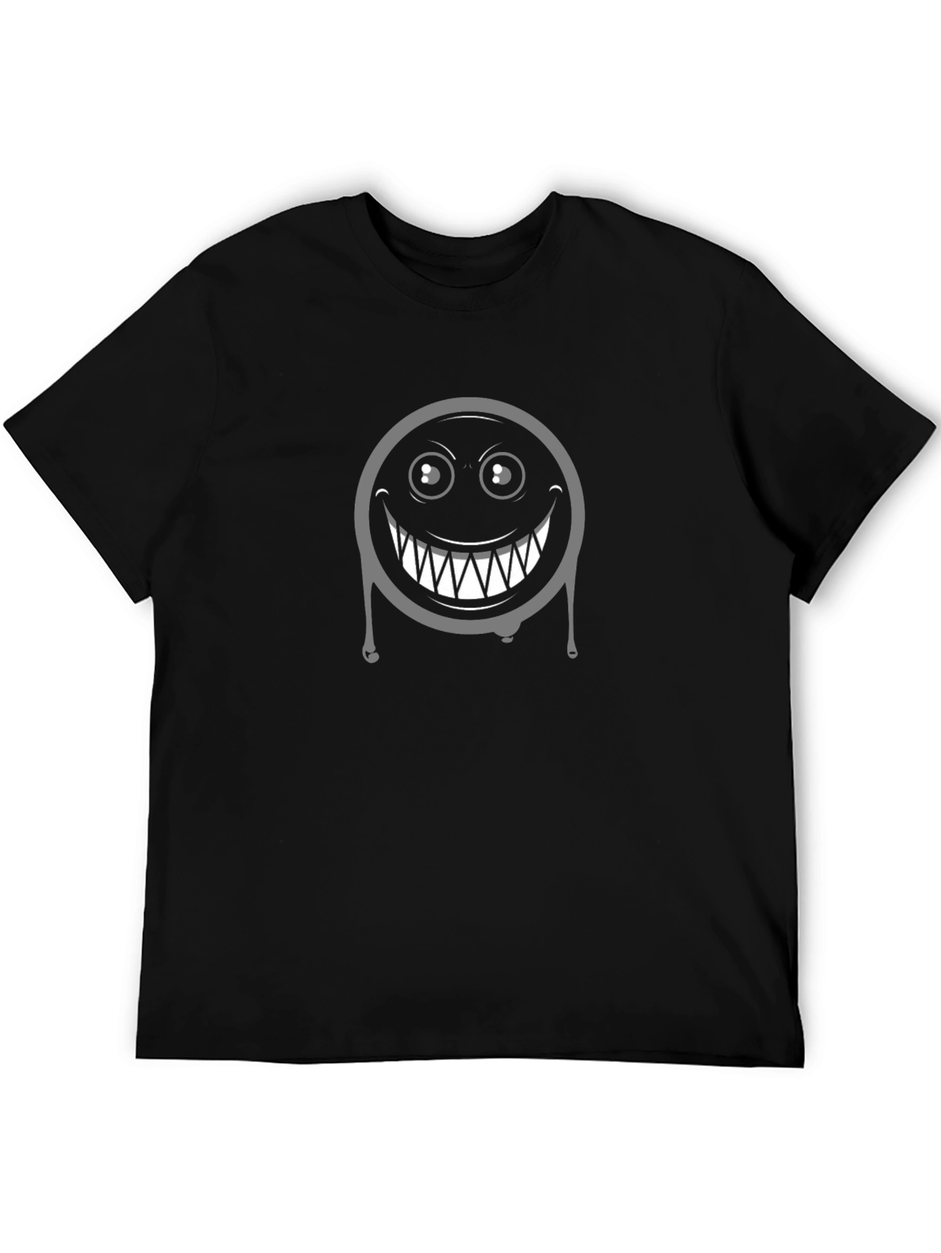 Mens Black T-Shirt with Creepy Smiley Face Graphic