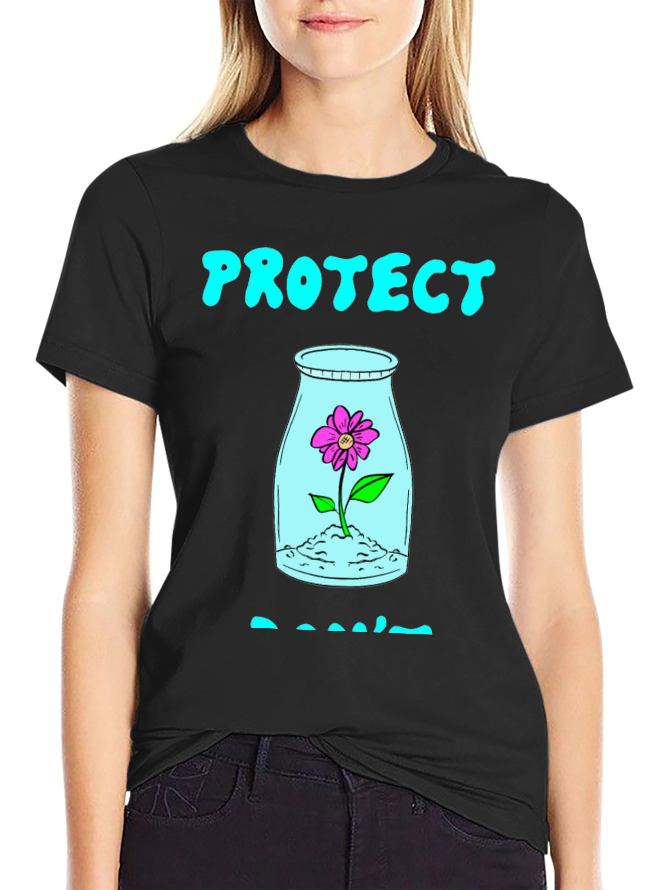 Protect Plants T-Shirt - Black Cotton Graphic Tee