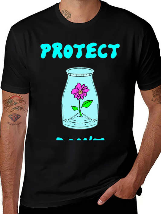 Protect Plants T-Shirt - Black Cotton Graphic Tee