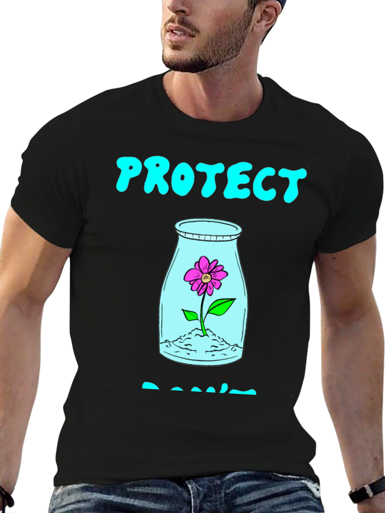 Protect Plants T-Shirt - Black Cotton Graphic Tee