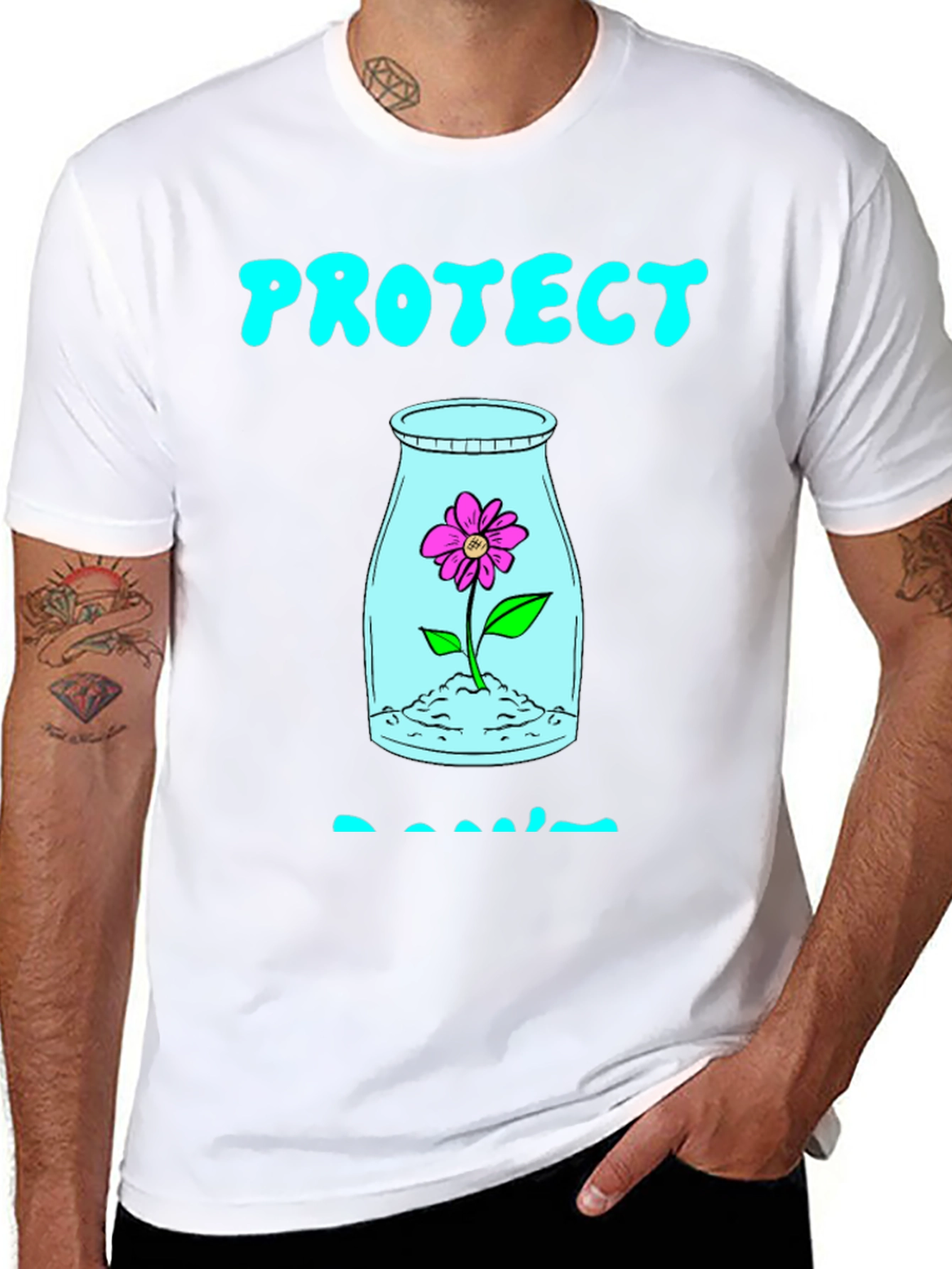 Protect Plants T-Shirt - Black Cotton Graphic Tee