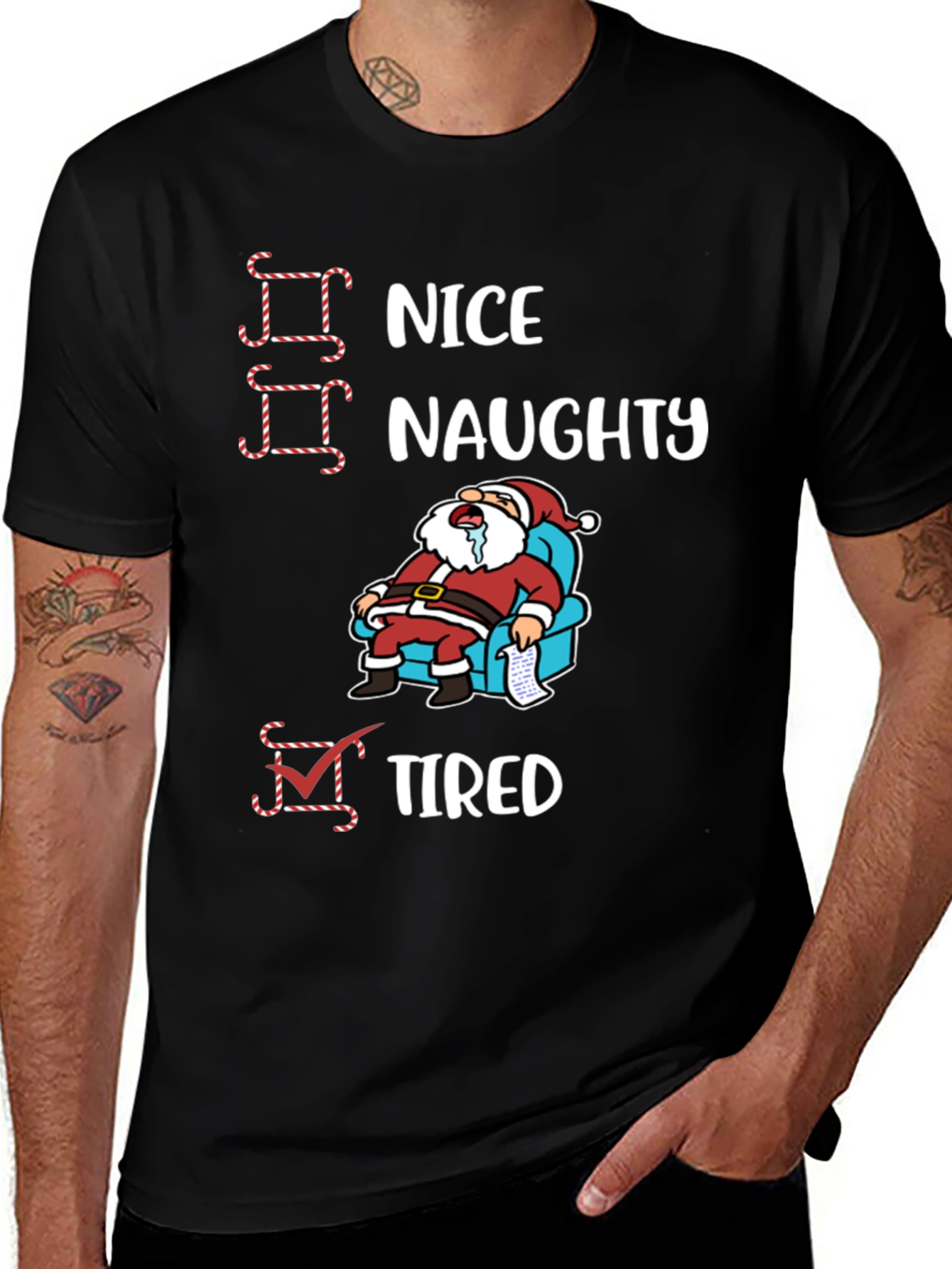 Naughty Nice Tired Santa T-Shirt