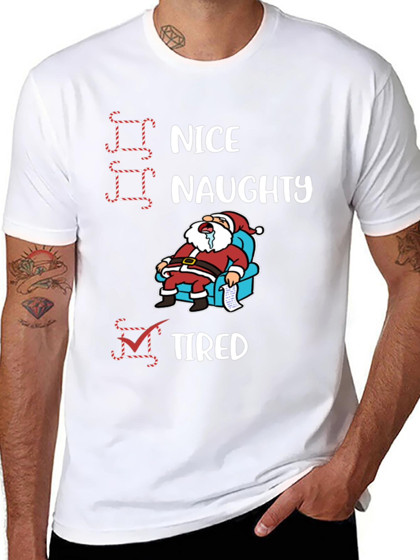 Naughty Nice Tired Santa T-Shirt