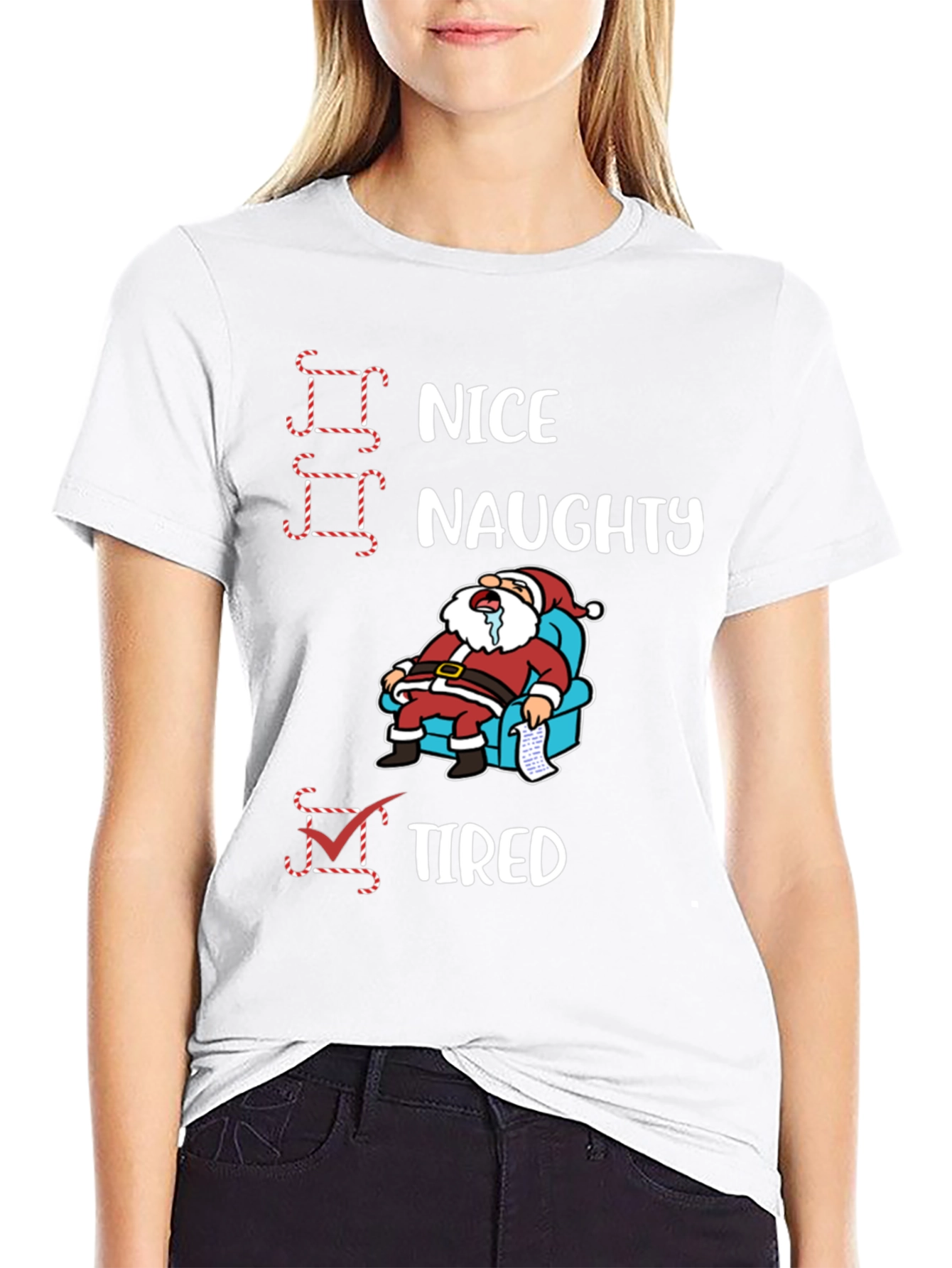 Naughty Nice Tired Santa T-Shirt