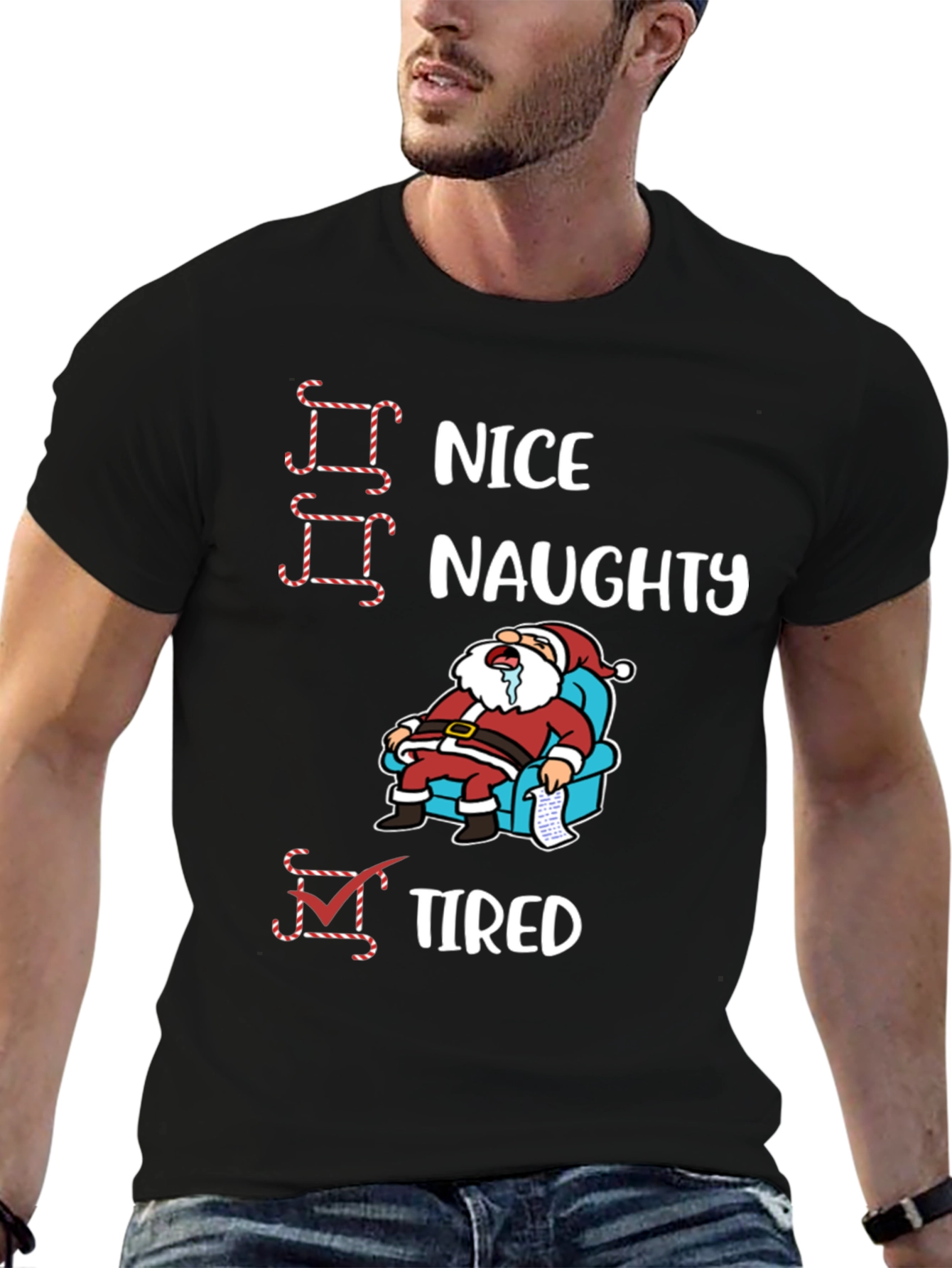 Naughty Nice Tired Santa T-Shirt