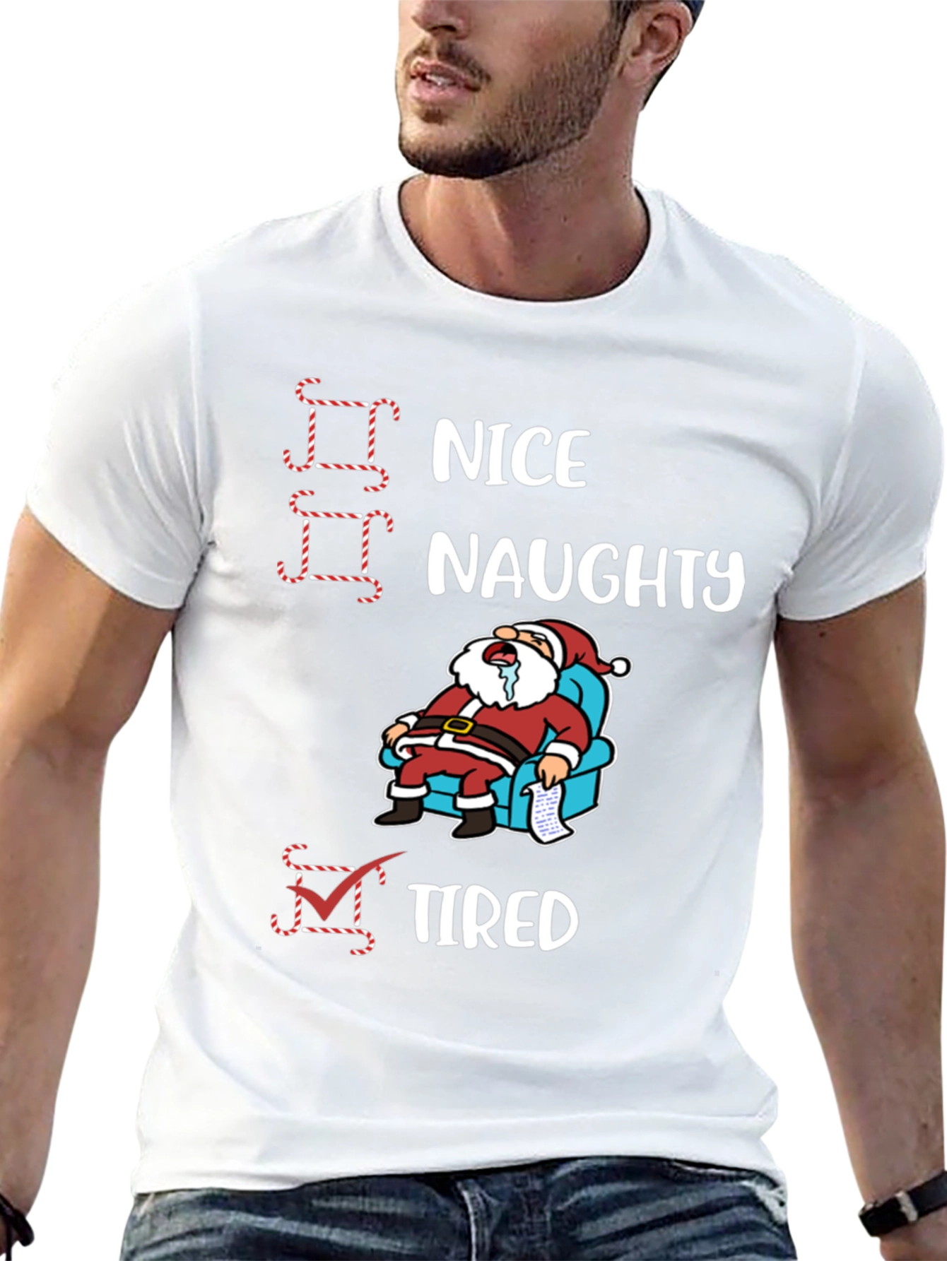 Naughty Nice Tired Santa T-Shirt