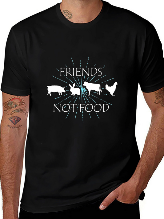 Vegan Friends Not Food Black T-Shirt