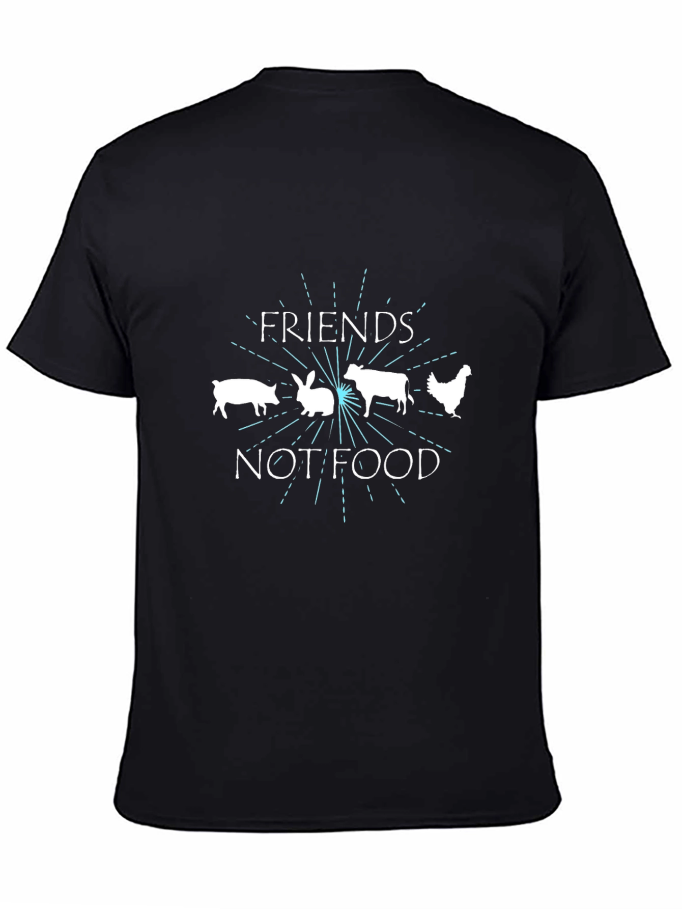 Vegan Friends Not Food Black T-Shirt
