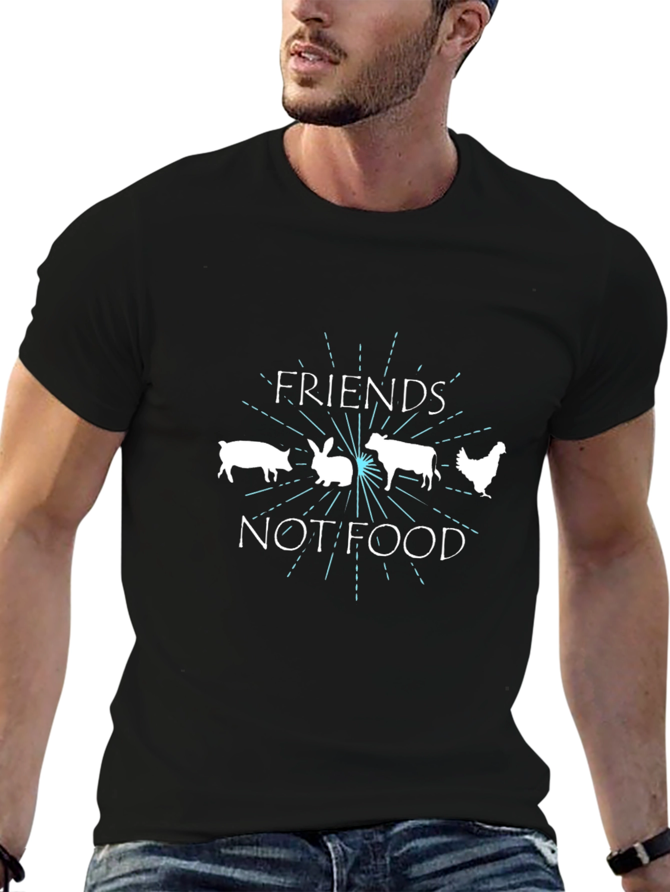 Vegan Friends Not Food Black T-Shirt