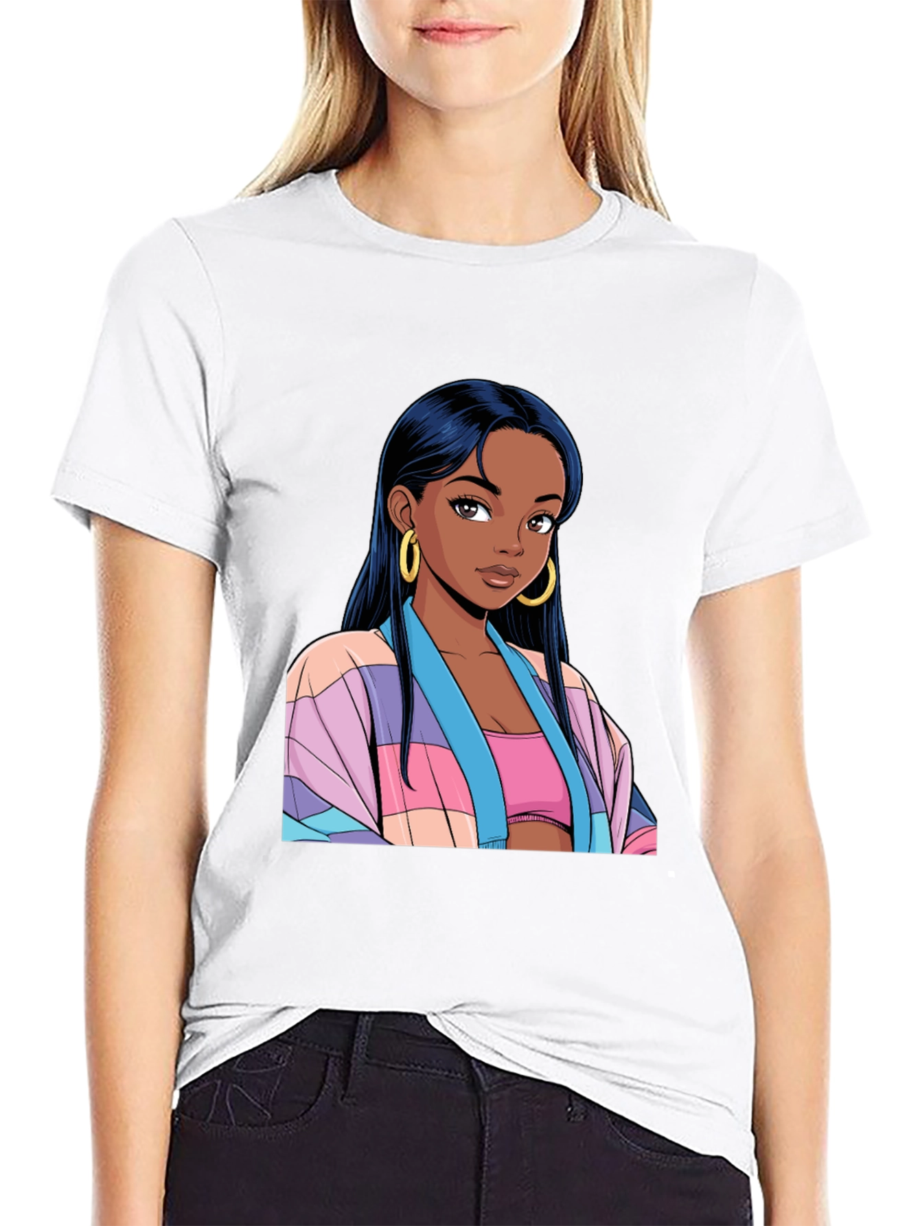 Anime Girl Graphic Black T-Shirt