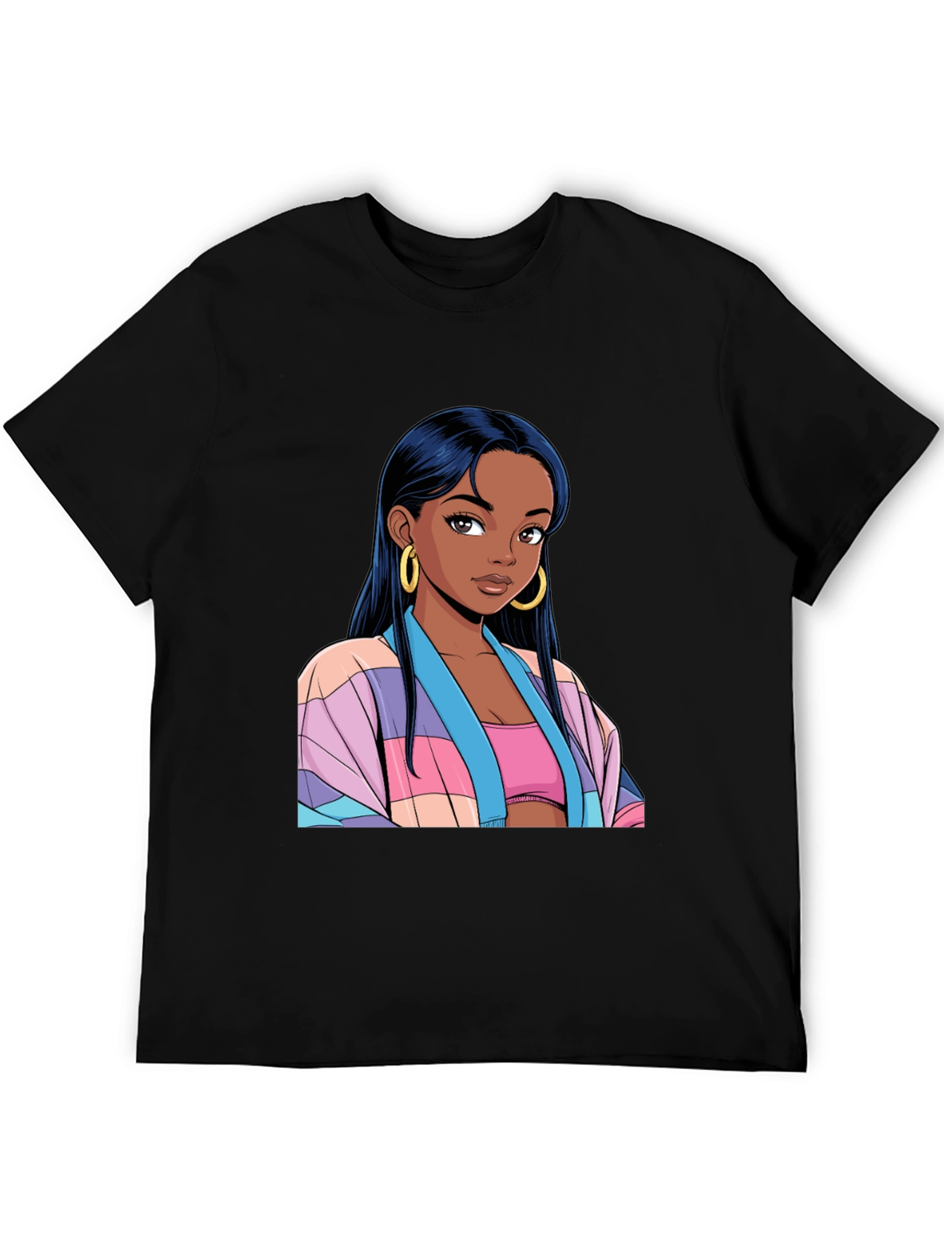 Anime Girl Graphic Black T-Shirt