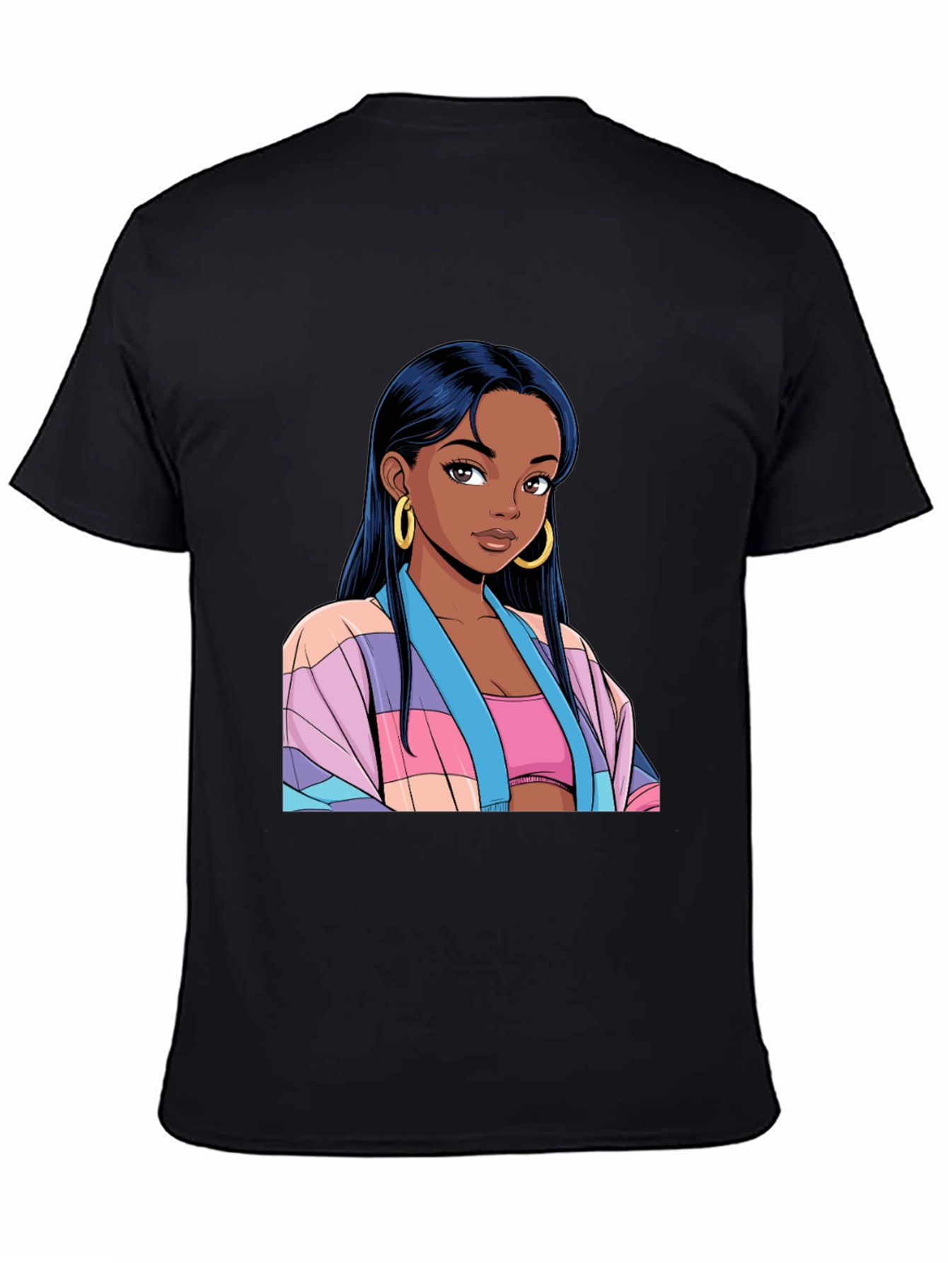 Anime Girl Graphic Black T-Shirt