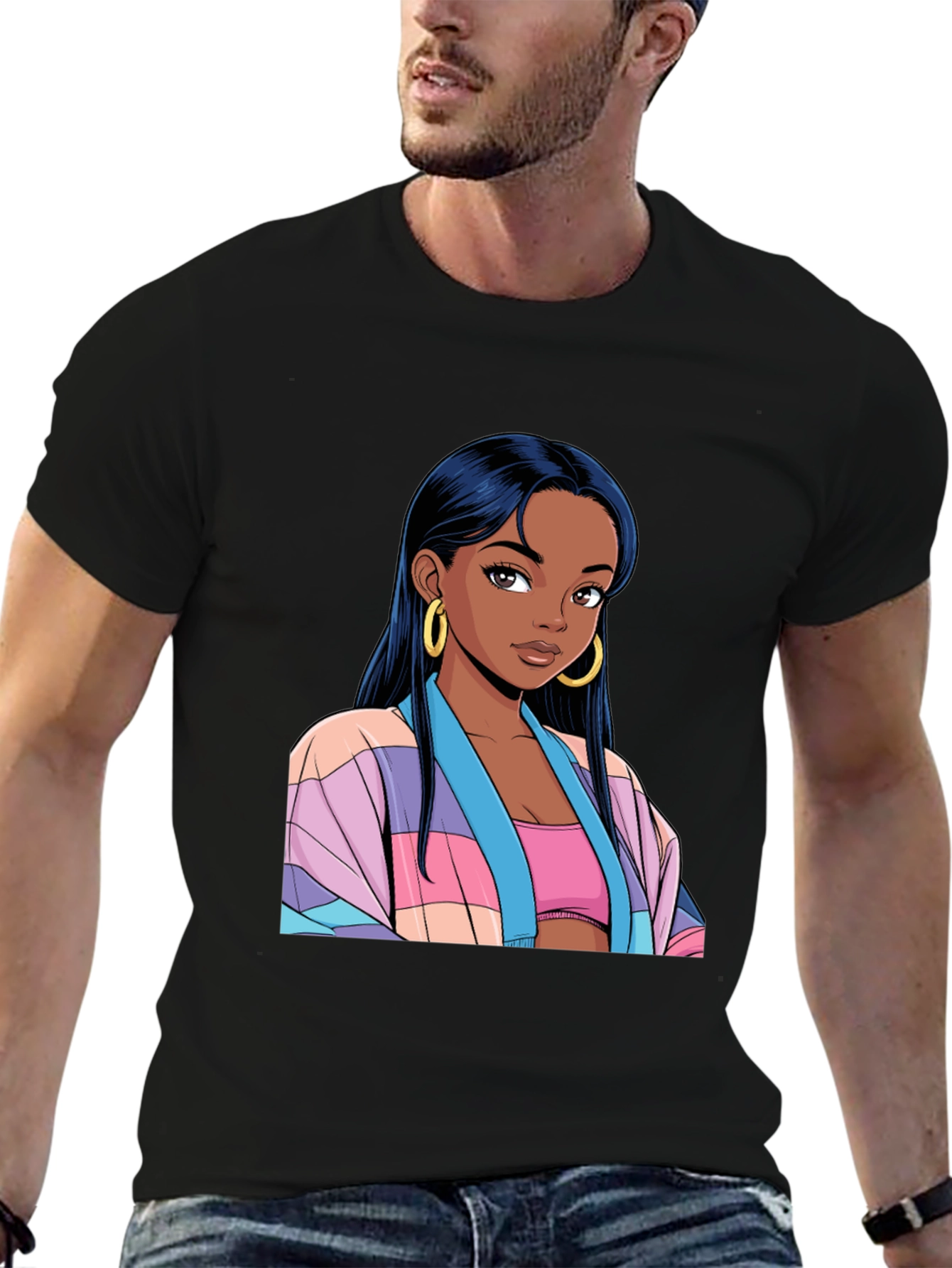 Anime Girl Graphic Black T-Shirt