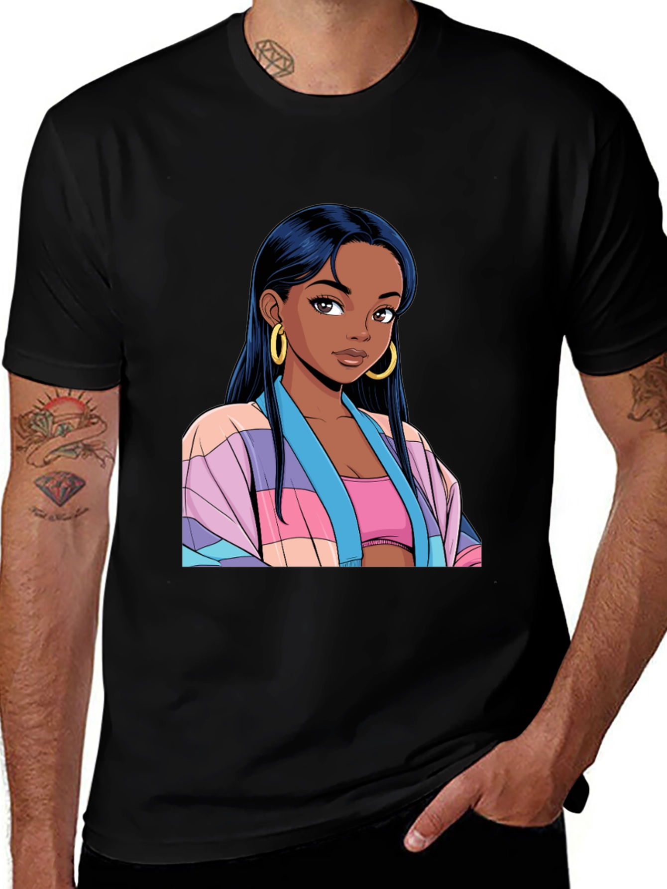 Anime Girl Graphic Black T-Shirt