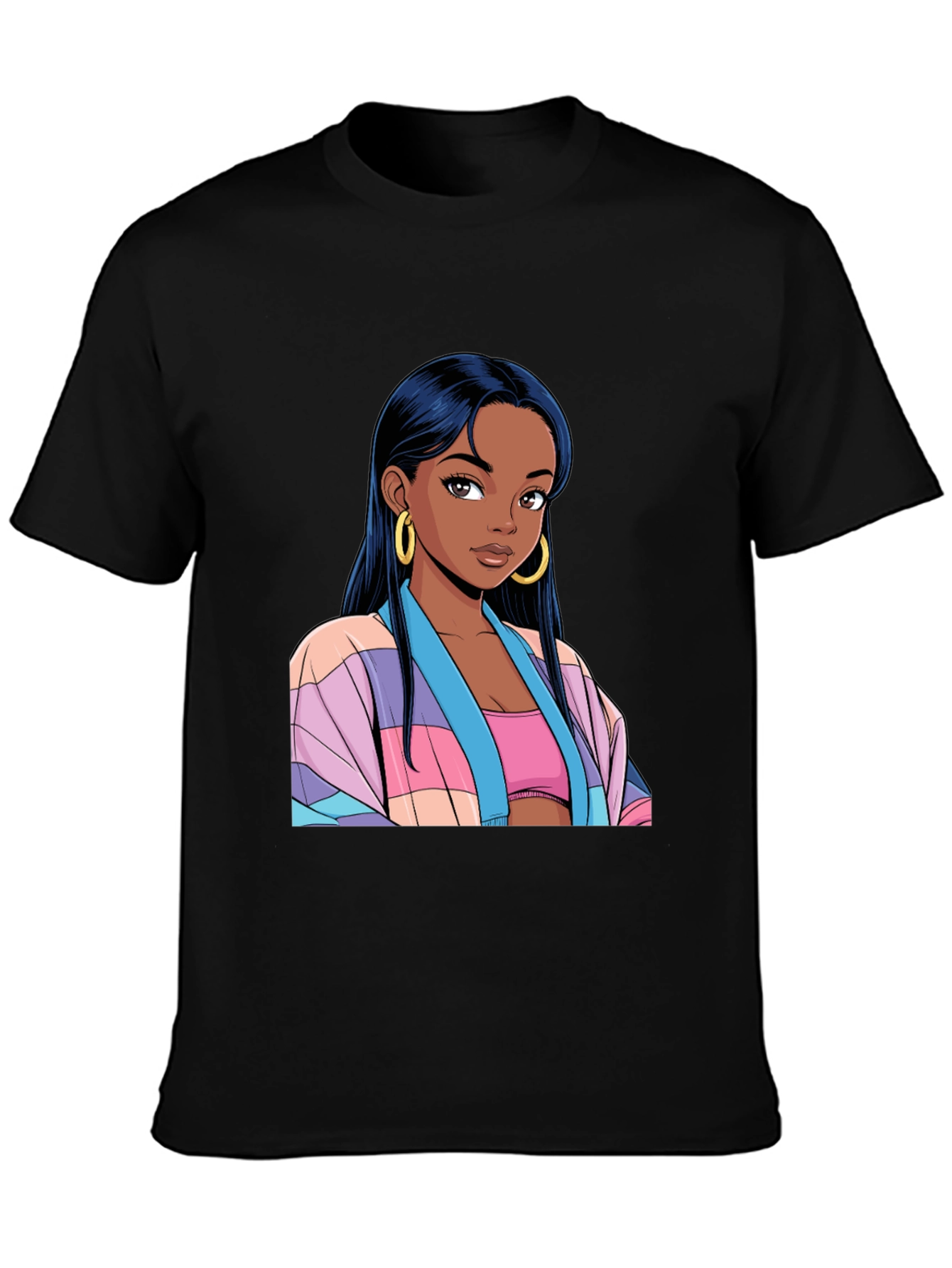 Anime Girl Graphic Black T-Shirt
