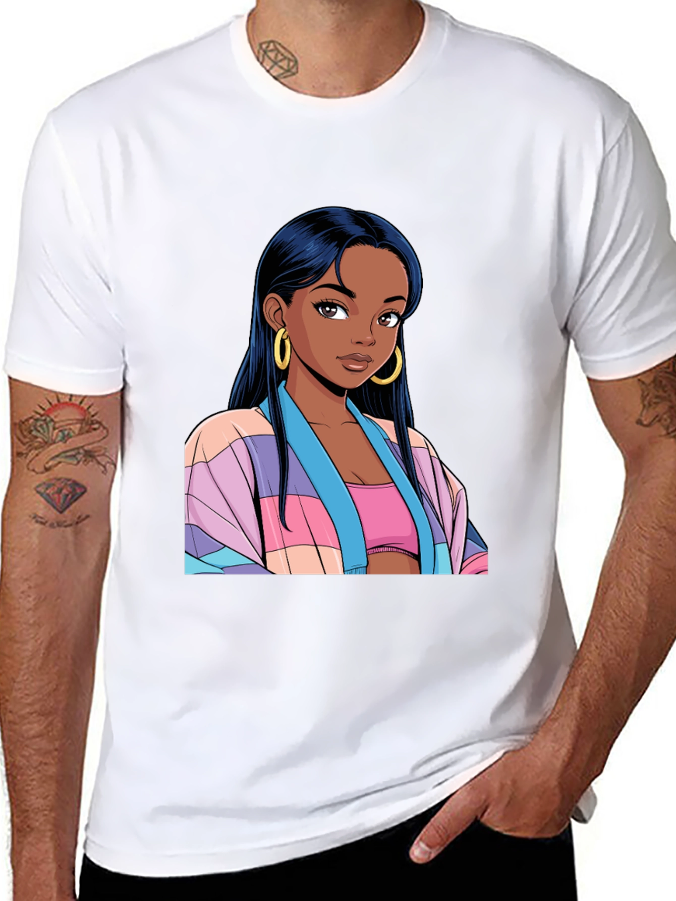 Anime Girl Graphic Black T-Shirt