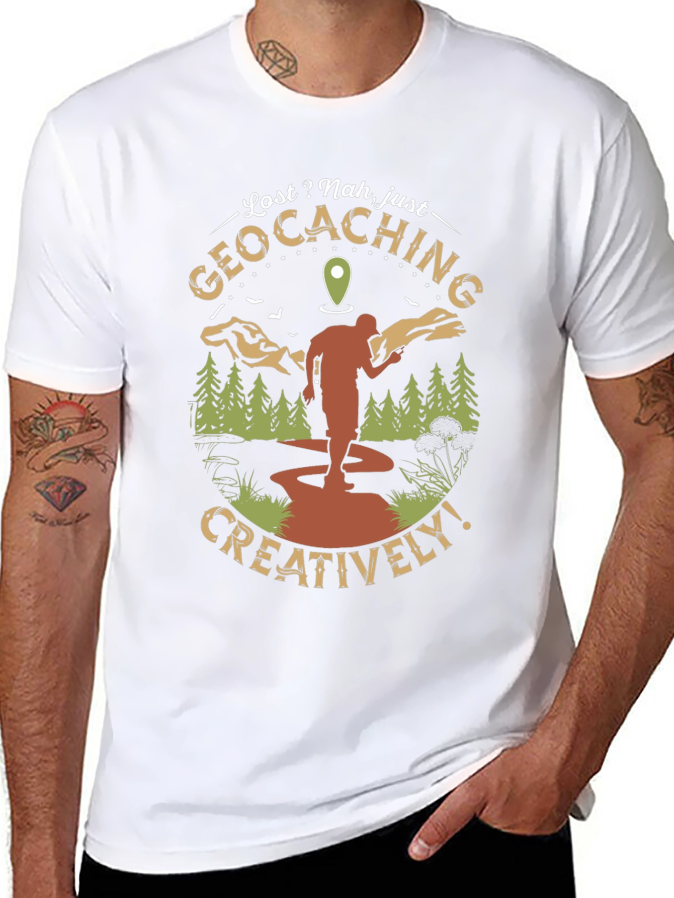 Geocaching Adventure T-Shirt - Lost? Nah Just Exploring!