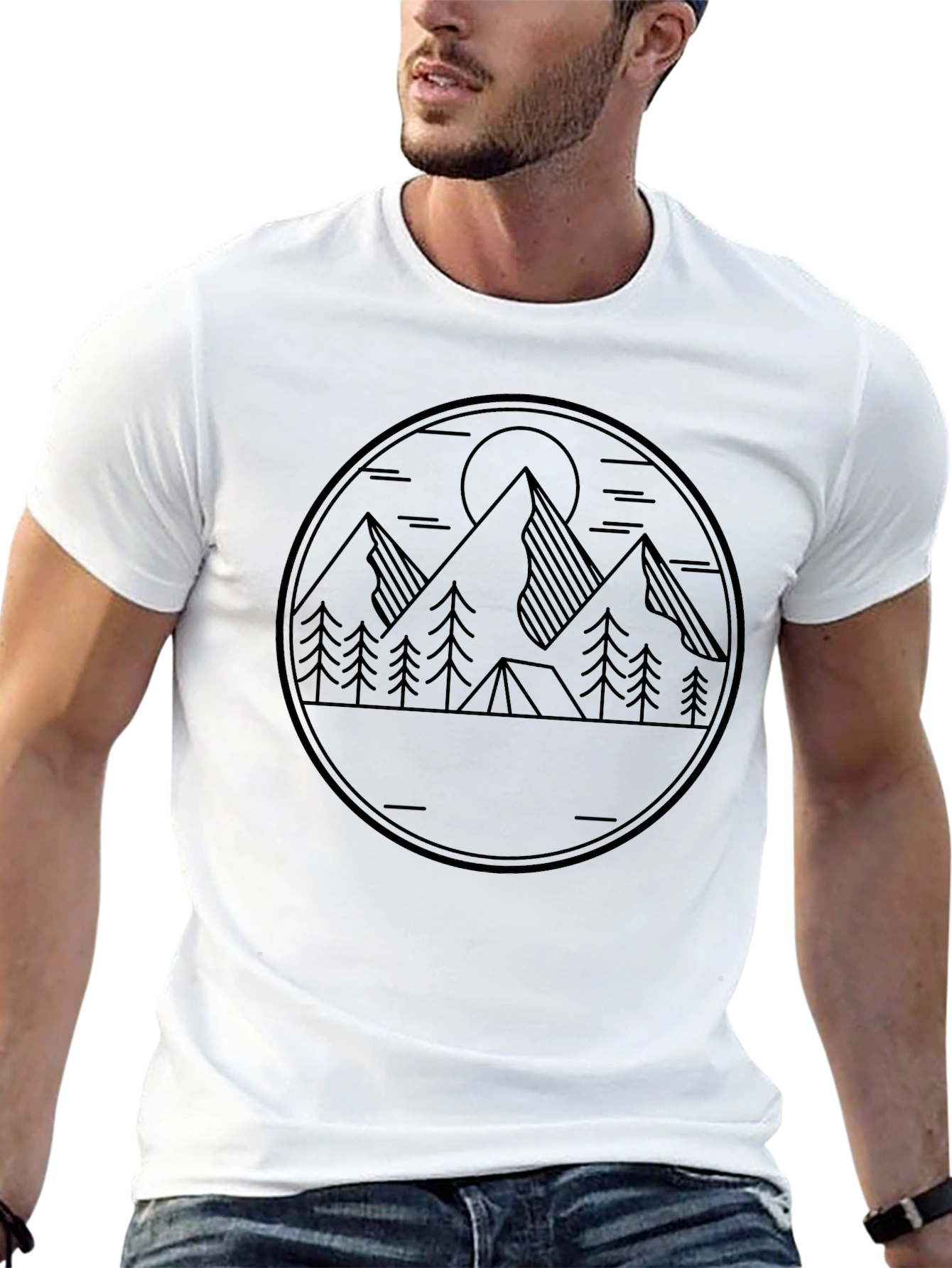 Mountain Camping Graphic Tee - Black