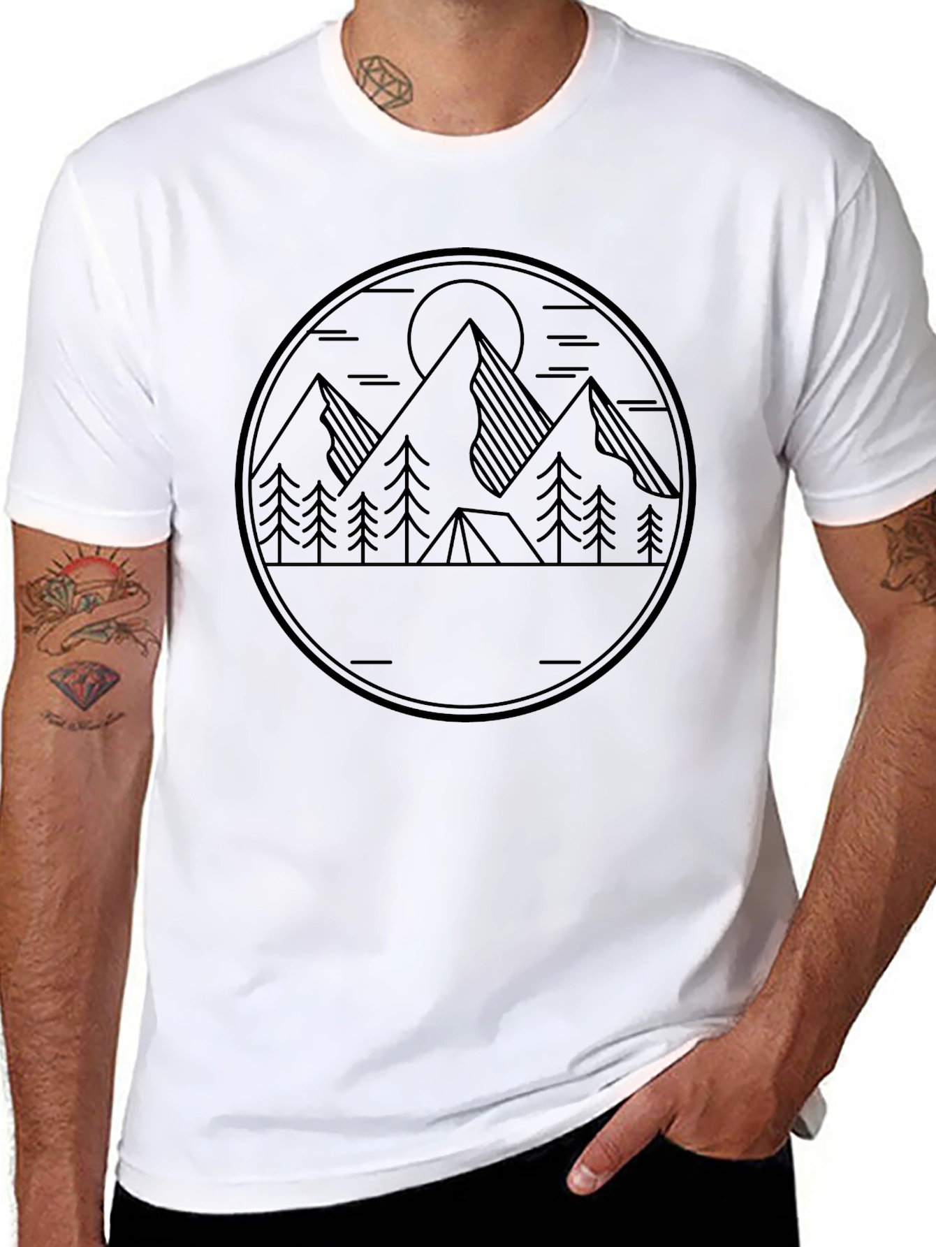 Mountain Camping Graphic Tee - Black