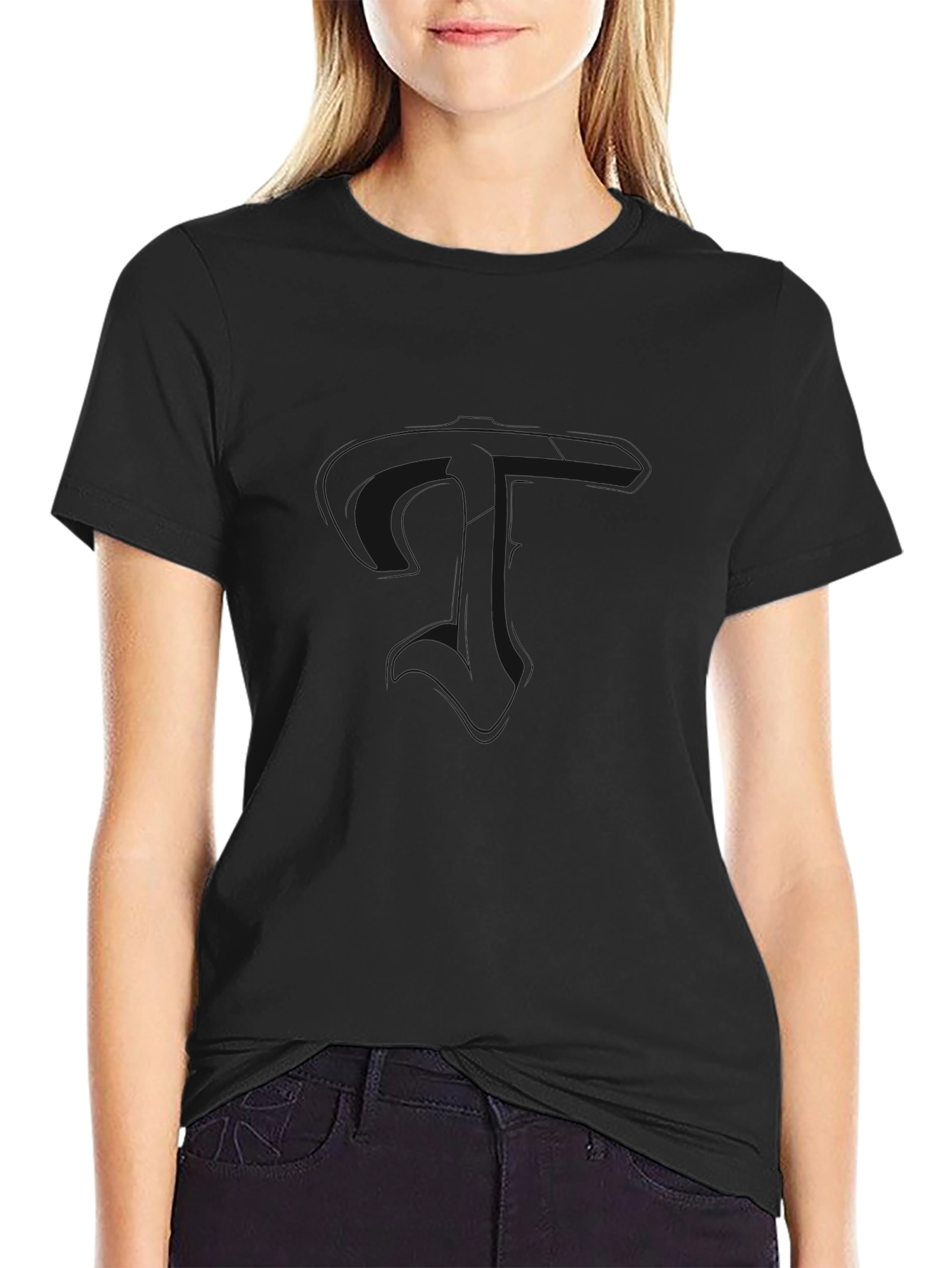 Mens Solid Black Crew Neck T-Shirt