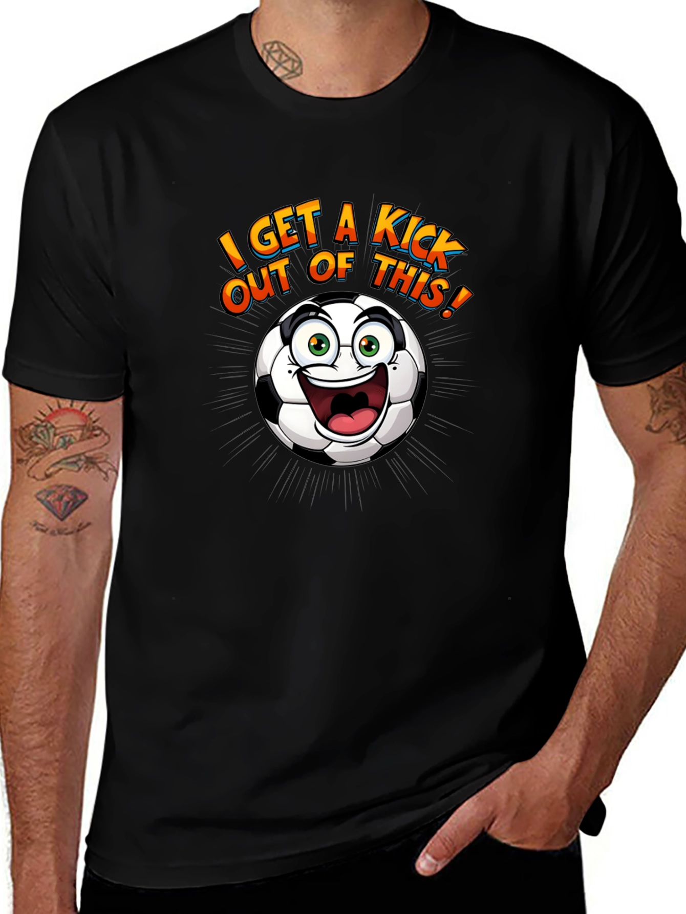 Funny Soccer Ball Cartoon Graphic T-Shirt