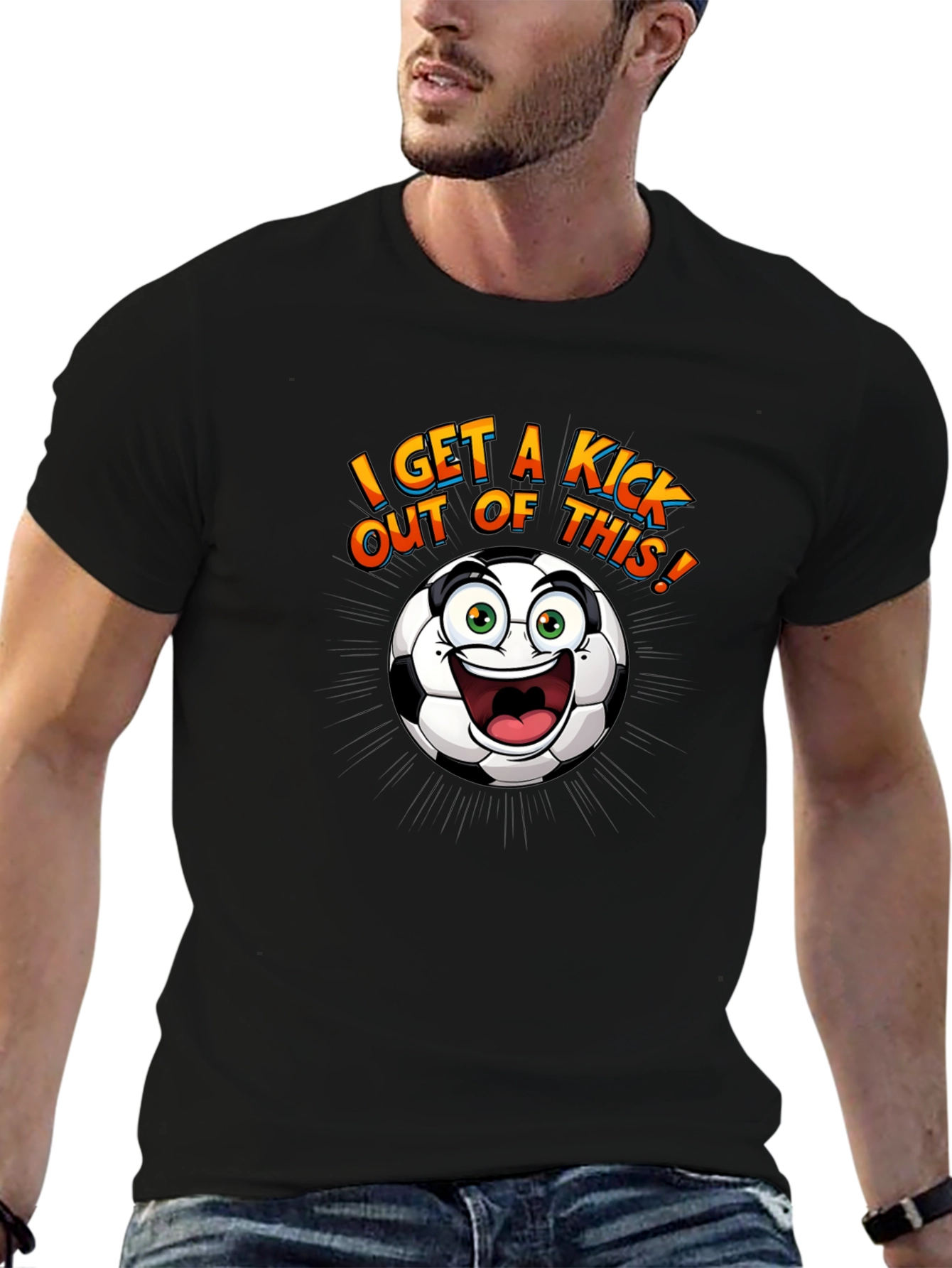 Funny Soccer Ball Cartoon Graphic T-Shirt