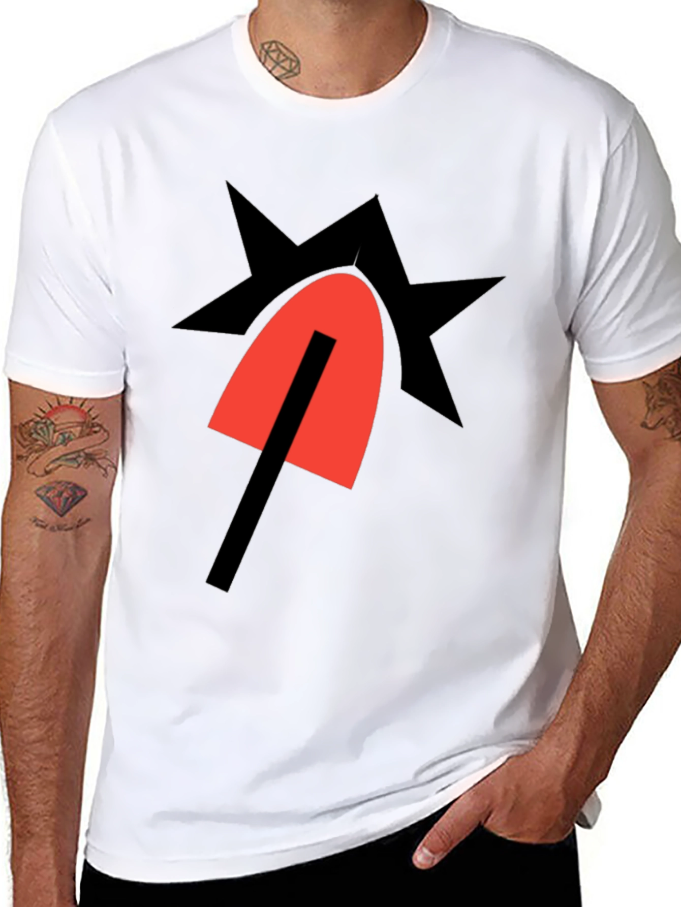 Bold Graphic Tee - Abstract Star & Shape Design