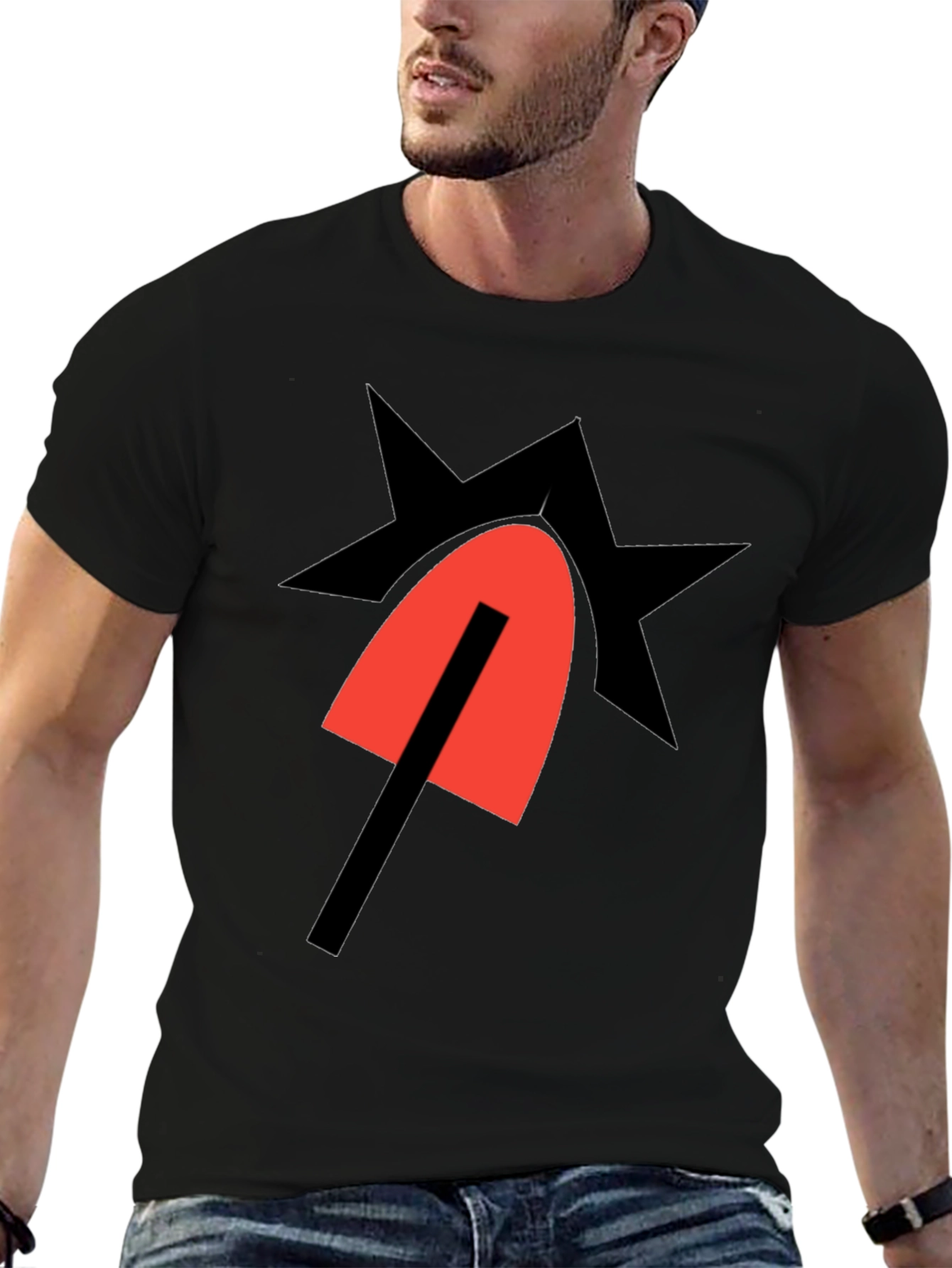 Bold Graphic Tee - Abstract Star & Shape Design