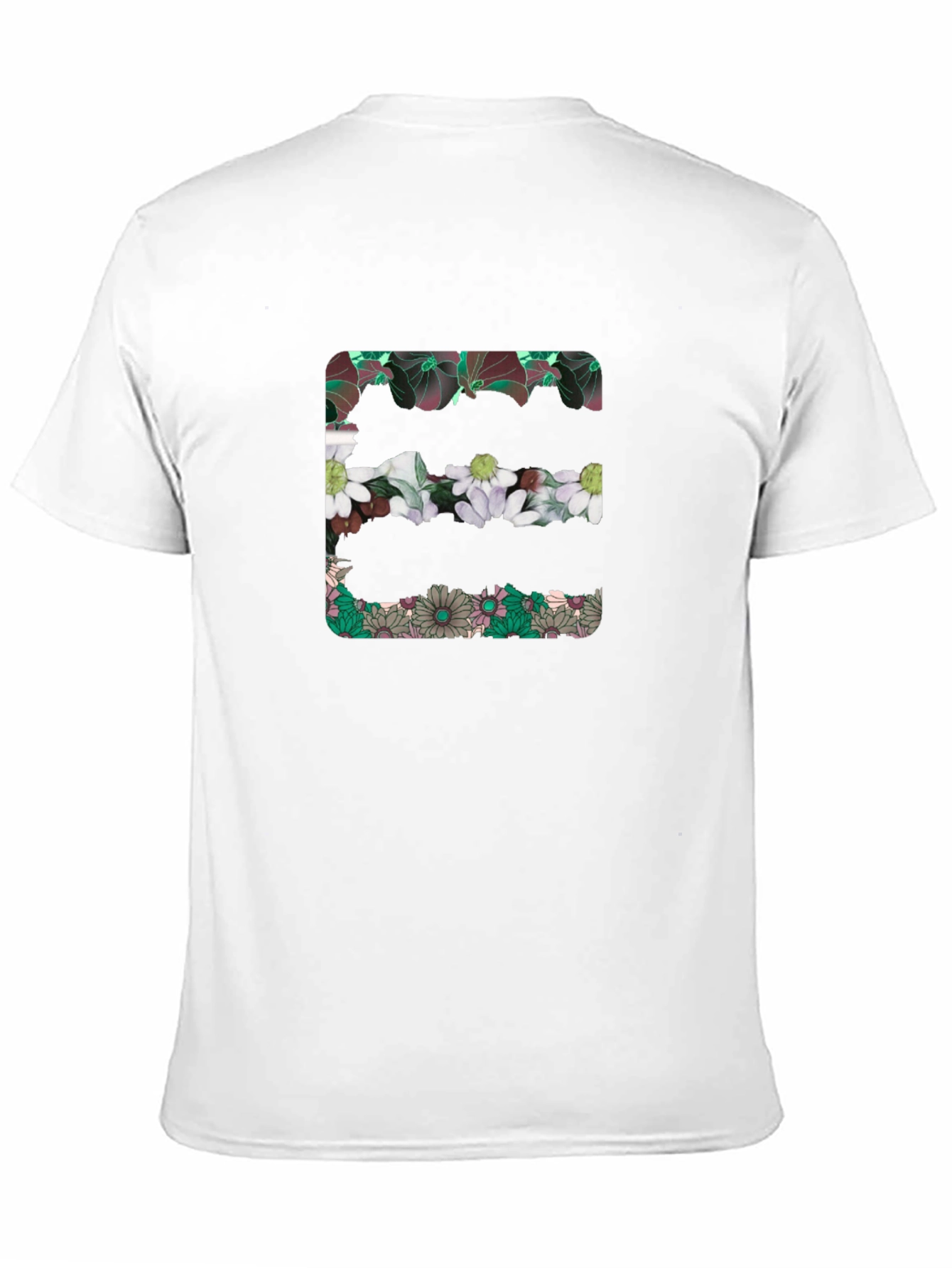 Floral Initial E Black T-Shirt