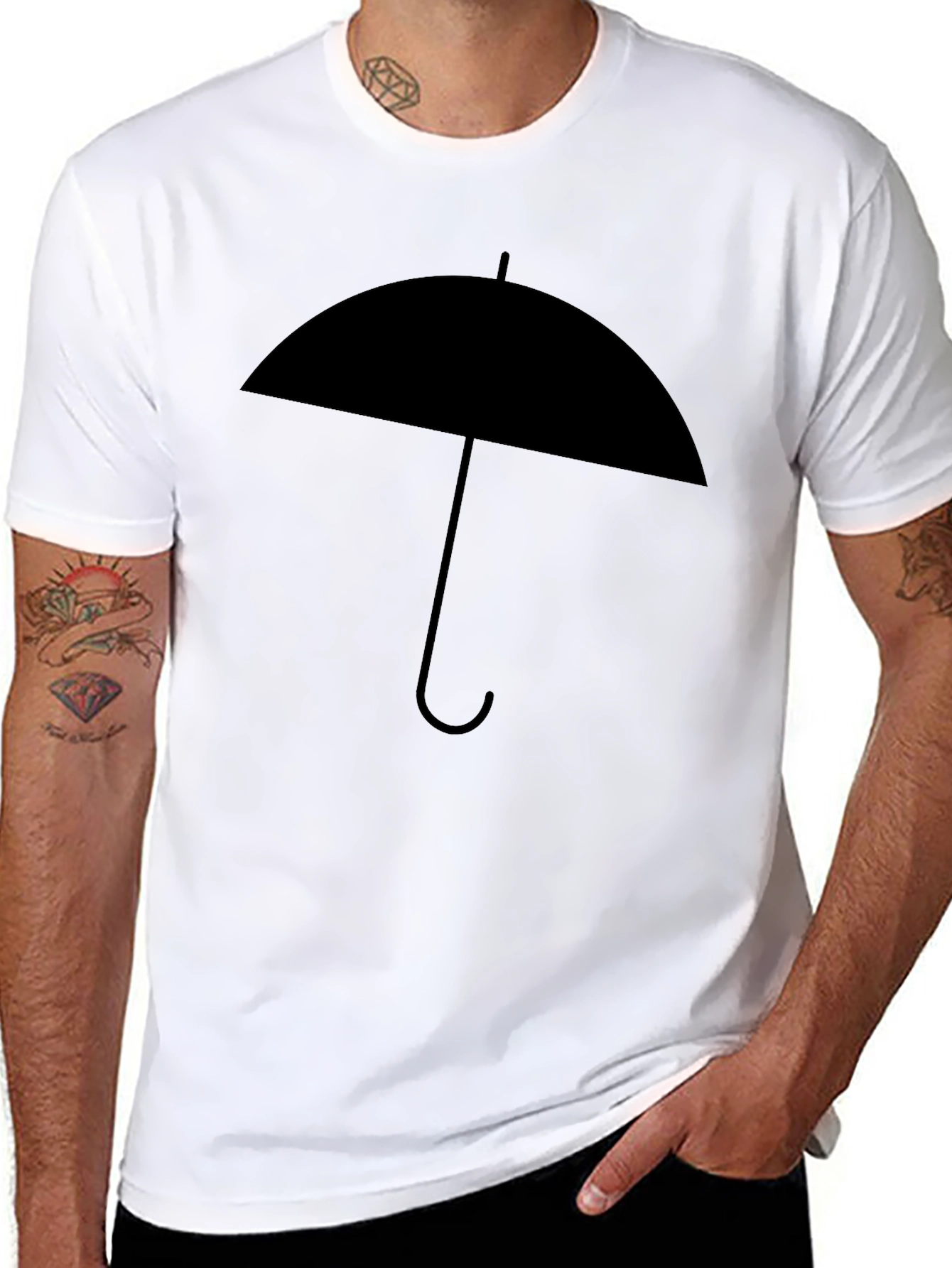 Umbrella Graphic Tee - Modern Black Cotton T-Shirt
